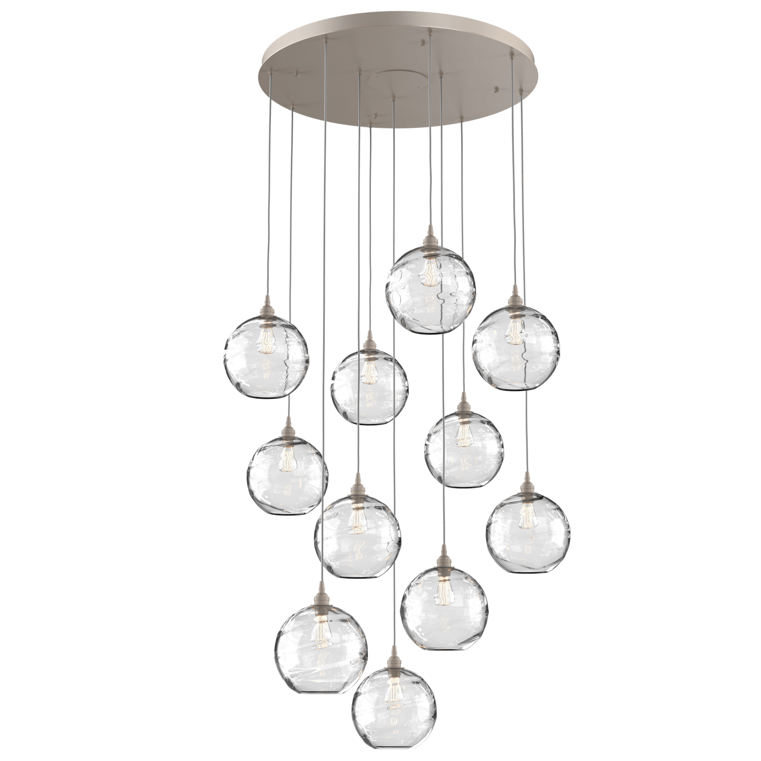 CHB0047-11-BS-OC-Hammerton-Studio-Optic-Blown-Glass-Terra-11-light-round-pendant-chandelier-with-metallic-beige-silver-finish-and-optic-clear-blown-glass-shades-and-incandescent-lamping