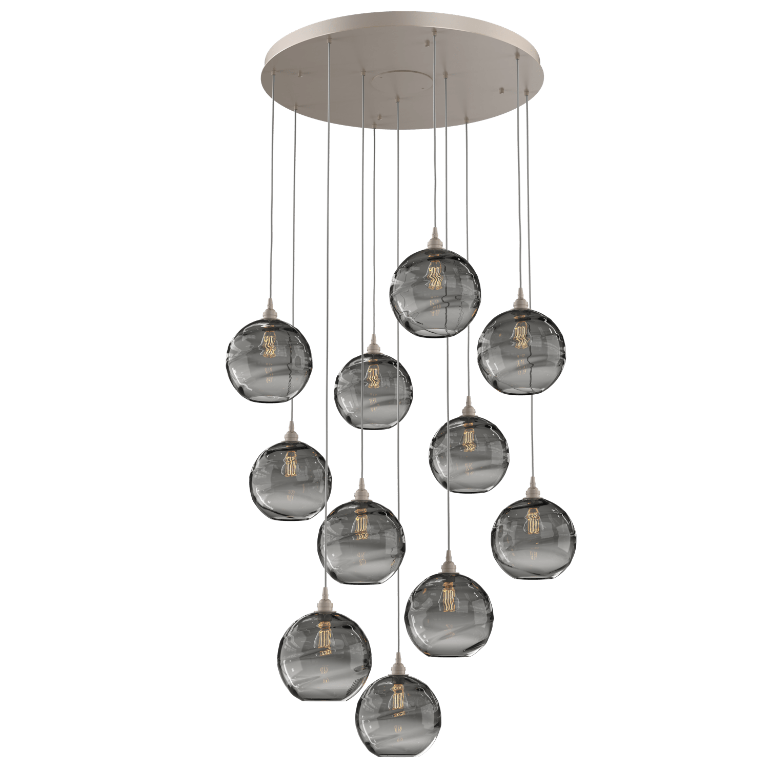 CHB0047-11-BS-OS-Hammerton-Studio-Optic-Blown-Glass-Terra-11-light-round-pendant-chandelier-with-metallic-beige-silver-finish-and-optic-smoke-blown-glass-shades-and-incandescent-lamping
