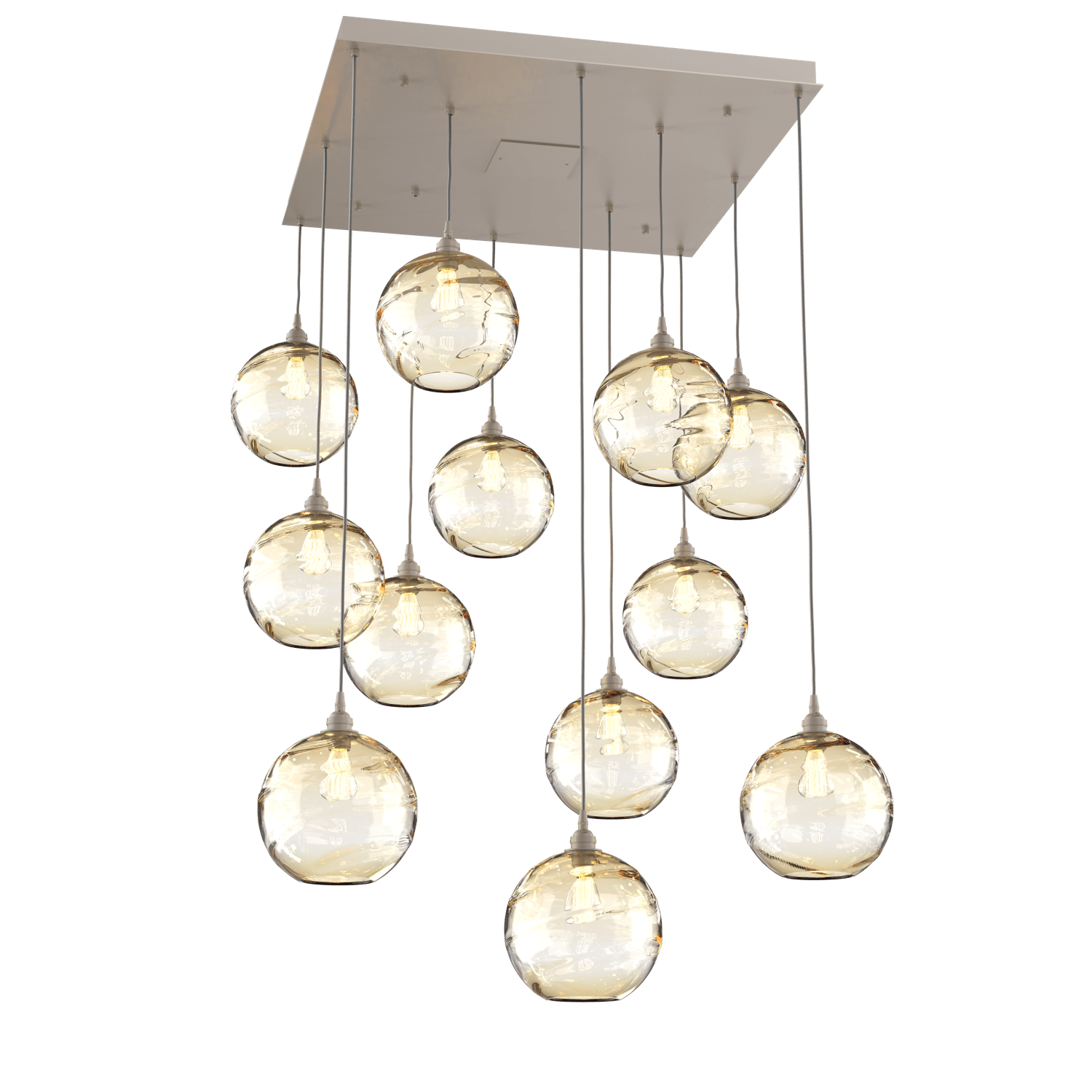 CHB0047-12-BS-OA-Hammerton-Studio-Optic-Blown-Glass-Terra-12-light-square-pendant-chandelier-with-metallic-beige-silver-finish-and-optic-amber-blown-glass-shades-and-incandescent-lamping