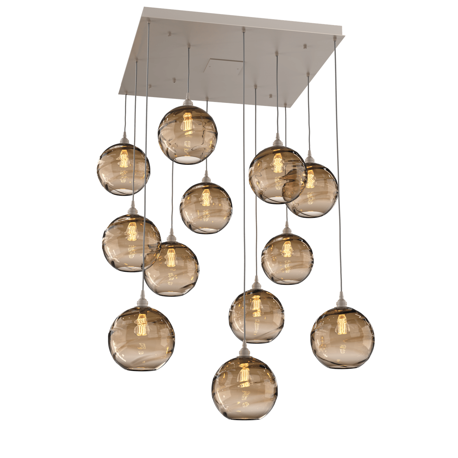 CHB0047-12-BS-OB-Hammerton-Studio-Optic-Blown-Glass-Terra-12-light-square-pendant-chandelier-with-metallic-beige-silver-finish-and-optic-bronze-blown-glass-shades-and-incandescent-lamping