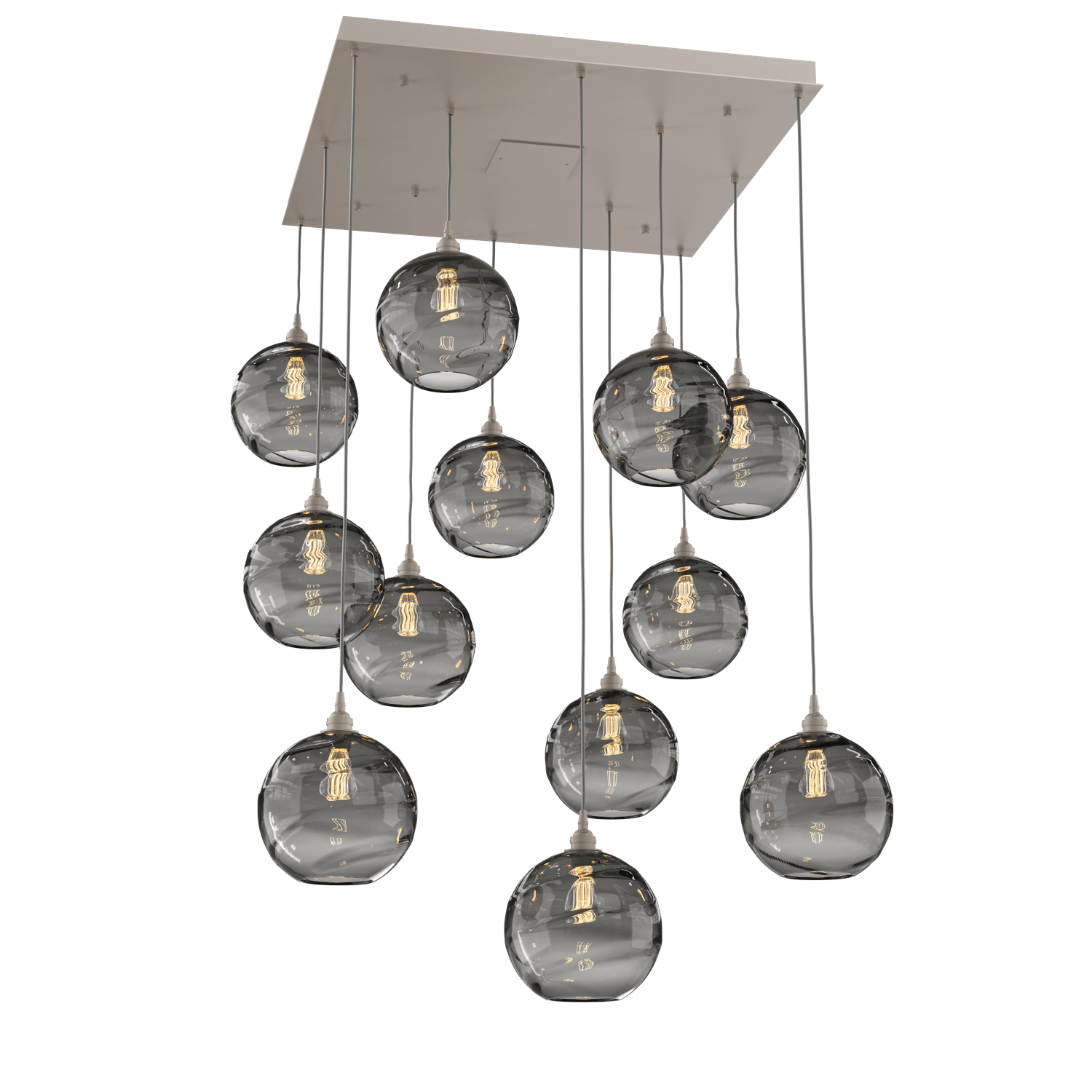 CHB0047-12-BS-OS-Hammerton-Studio-Optic-Blown-Glass-Terra-12-light-square-pendant-chandelier-with-metallic-beige-silver-finish-and-optic-smoke-blown-glass-shades-and-incandescent-lamping