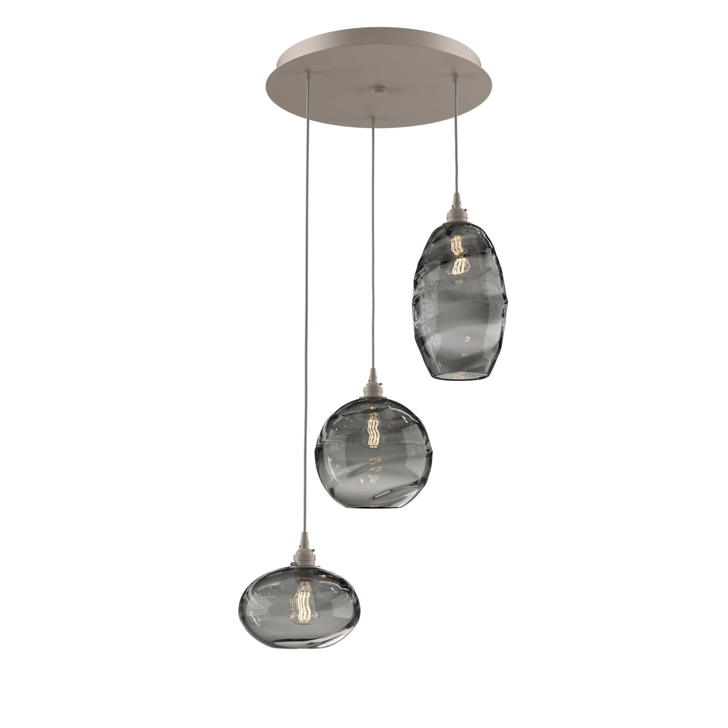 CHB0048-03-BS-OS-Hammerton-Studio-Optic-Blown-Glass-Misto-3-light-round-pendant-chandelier-with-metallic-beige-silver-finish-and-optic-smoke-blown-glass-shades-and-incandescent-lamping