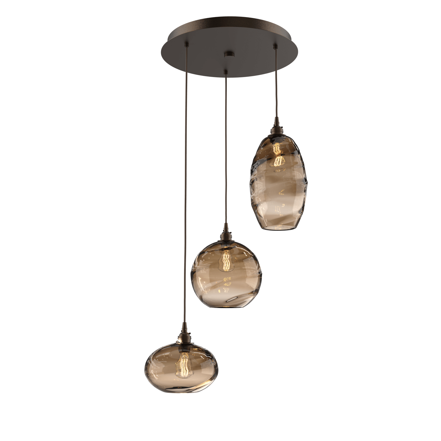 CHB0048-03-FB-OB-Hammerton-Studio-Optic-Blown-Glass-Misto-3-light-round-pendant-chandelier-with-flat-bronze-finish-and-optic-bronze-blown-glass-shades-and-incandescent-lamping