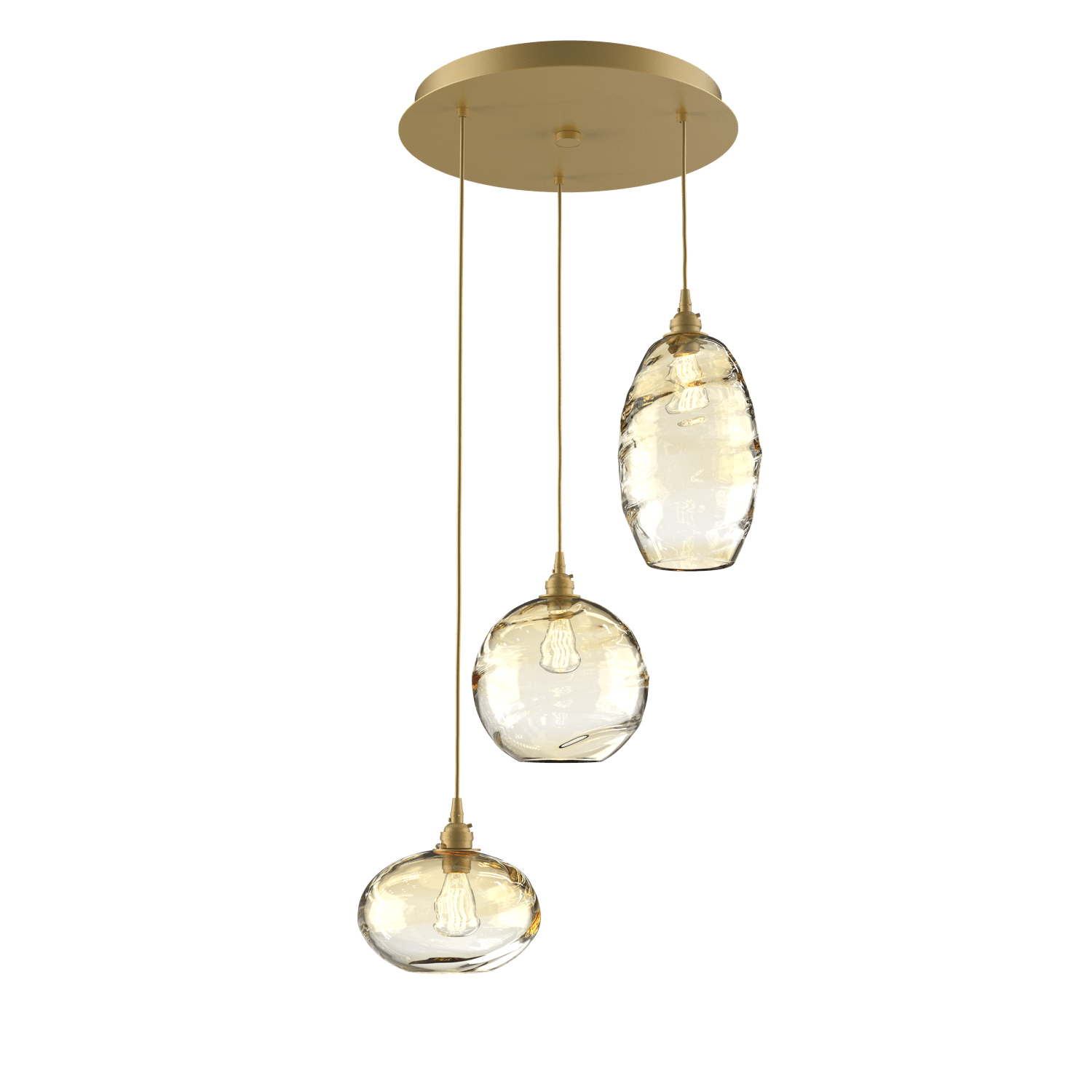 CHB0048-03-GB-OA-Hammerton-Studio-Optic-Blown-Glass-Misto-3-light-round-pendant-chandelier-with-gilded-brass-finish-and-optic-amber-blown-glass-shades-and-incandescent-lamping