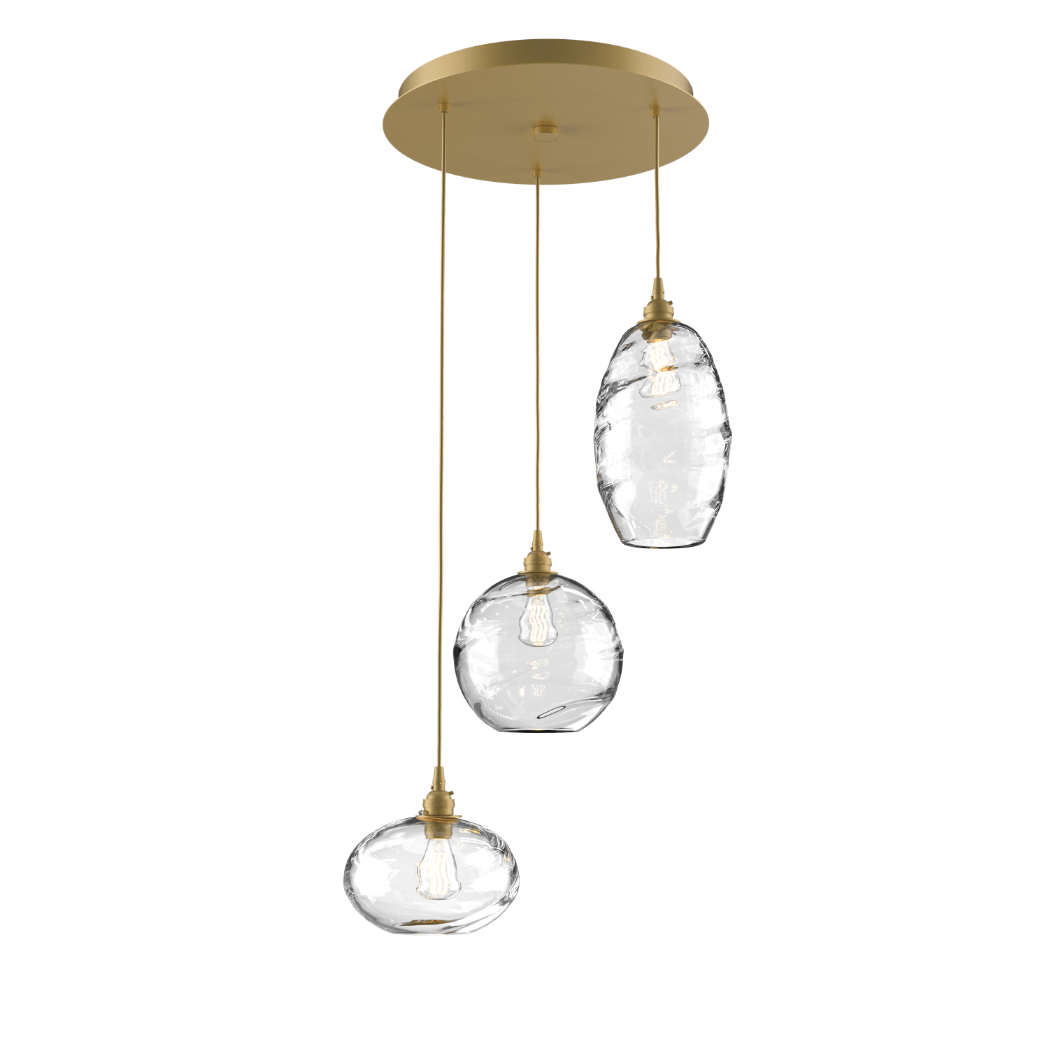 CHB0048-03-GB-OC-Hammerton-Studio-Optic-Blown-Glass-Misto-3-light-round-pendant-chandelier-with-gilded-brass-finish-and-optic-clear-blown-glass-shades-and-incandescent-lamping