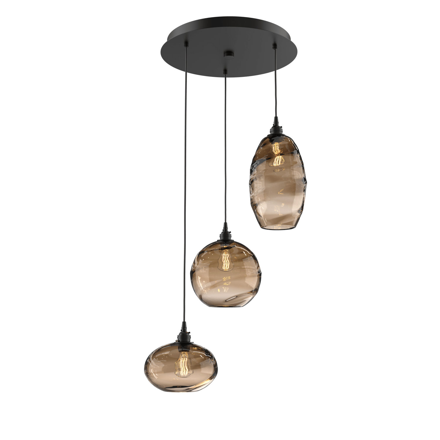 CHB0048-03-MB-OB-Hammerton-Studio-Optic-Blown-Glass-Misto-3-light-round-pendant-chandelier-with-matte-black-finish-and-optic-bronze-blown-glass-shades-and-incandescent-lamping