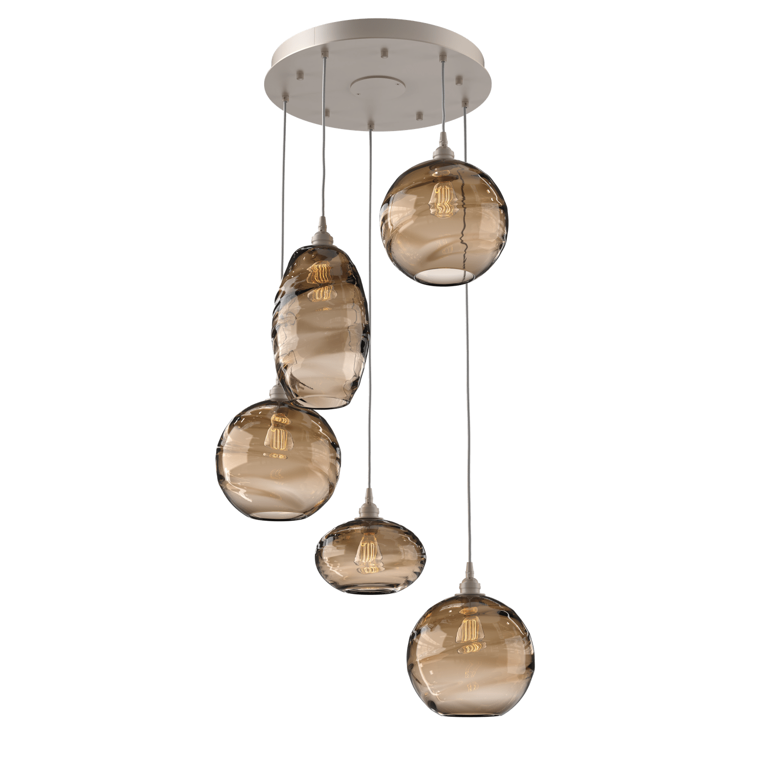 CHB0048-05-BS-OB-Hammerton-Studio-Optic-Blown-Glass-Misto-5-light-round-pendant-chandelier-with-metallic-beige-silver-finish-and-optic-bronze-blown-glass-shades-and-incandescent-lamping