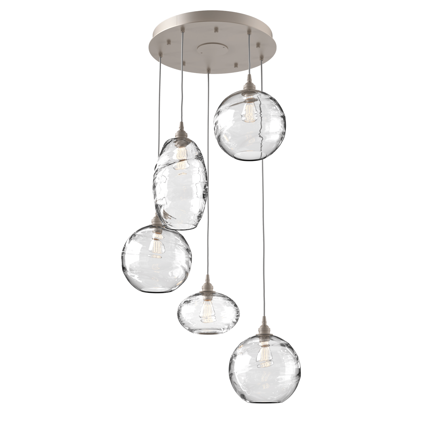 CHB0048-05-BS-OC-Hammerton-Studio-Optic-Blown-Glass-Misto-5-light-round-pendant-chandelier-with-metallic-beige-silver-finish-and-optic-clear-blown-glass-shades-and-incandescent-lamping