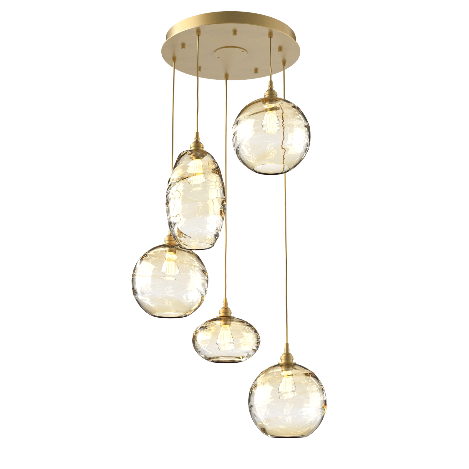CHB0048-05-GB-OA-Hammerton-Studio-Optic-Blown-Glass-Misto-5-light-round-pendant-chandelier-with-gilded-brass-finish-and-optic-amber-blown-glass-shades-and-incandescent-lamping