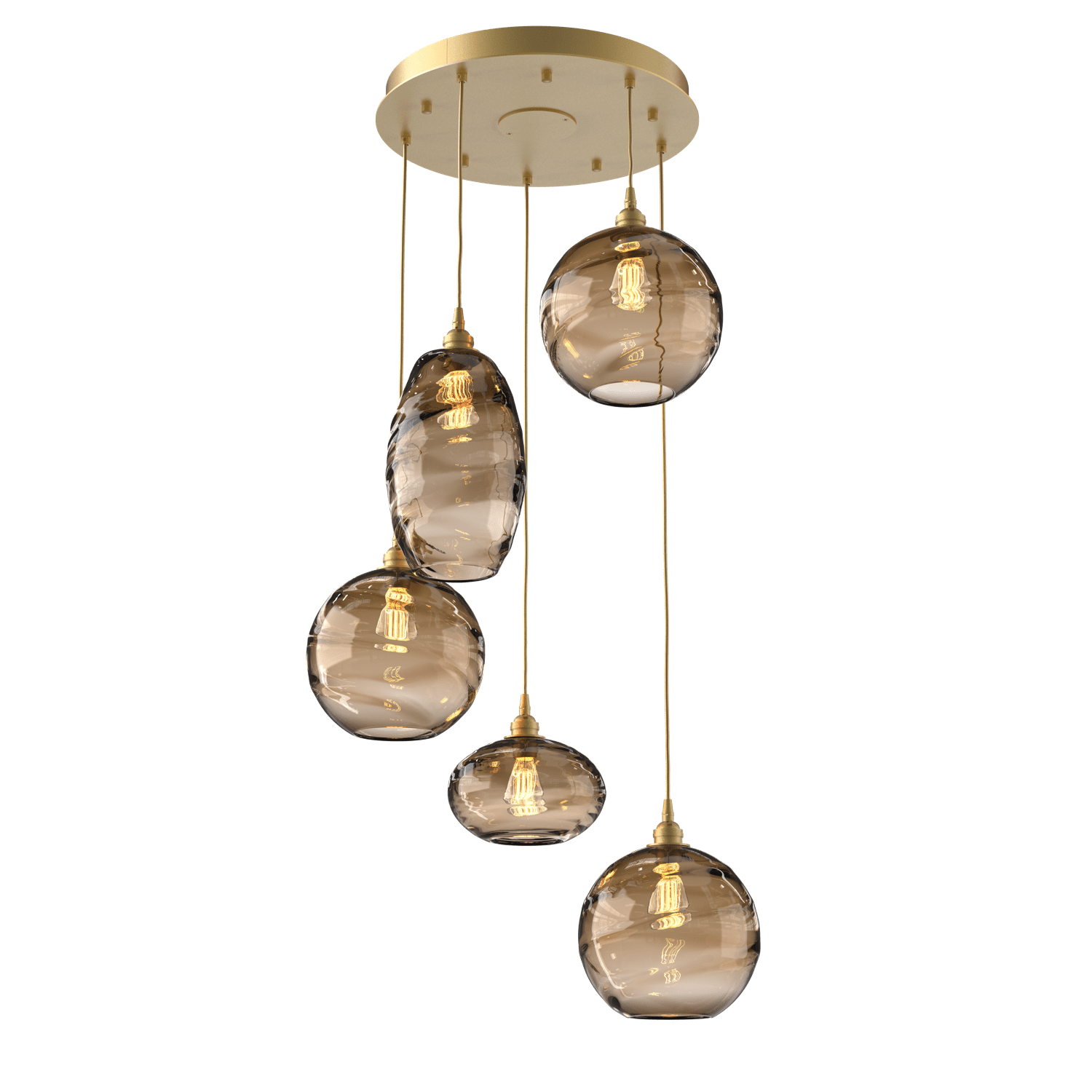 CHB0048-05-GB-OB-Hammerton-Studio-Optic-Blown-Glass-Misto-5-light-round-pendant-chandelier-with-gilded-brass-finish-and-optic-bronze-blown-glass-shades-and-incandescent-lamping