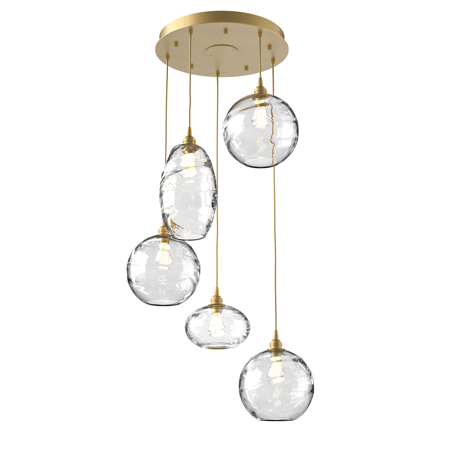CHB0048-05-GB-OC-Hammerton-Studio-Optic-Blown-Glass-Misto-5-light-round-pendant-chandelier-with-gilded-brass-finish-and-optic-clear-blown-glass-shades-and-incandescent-lamping