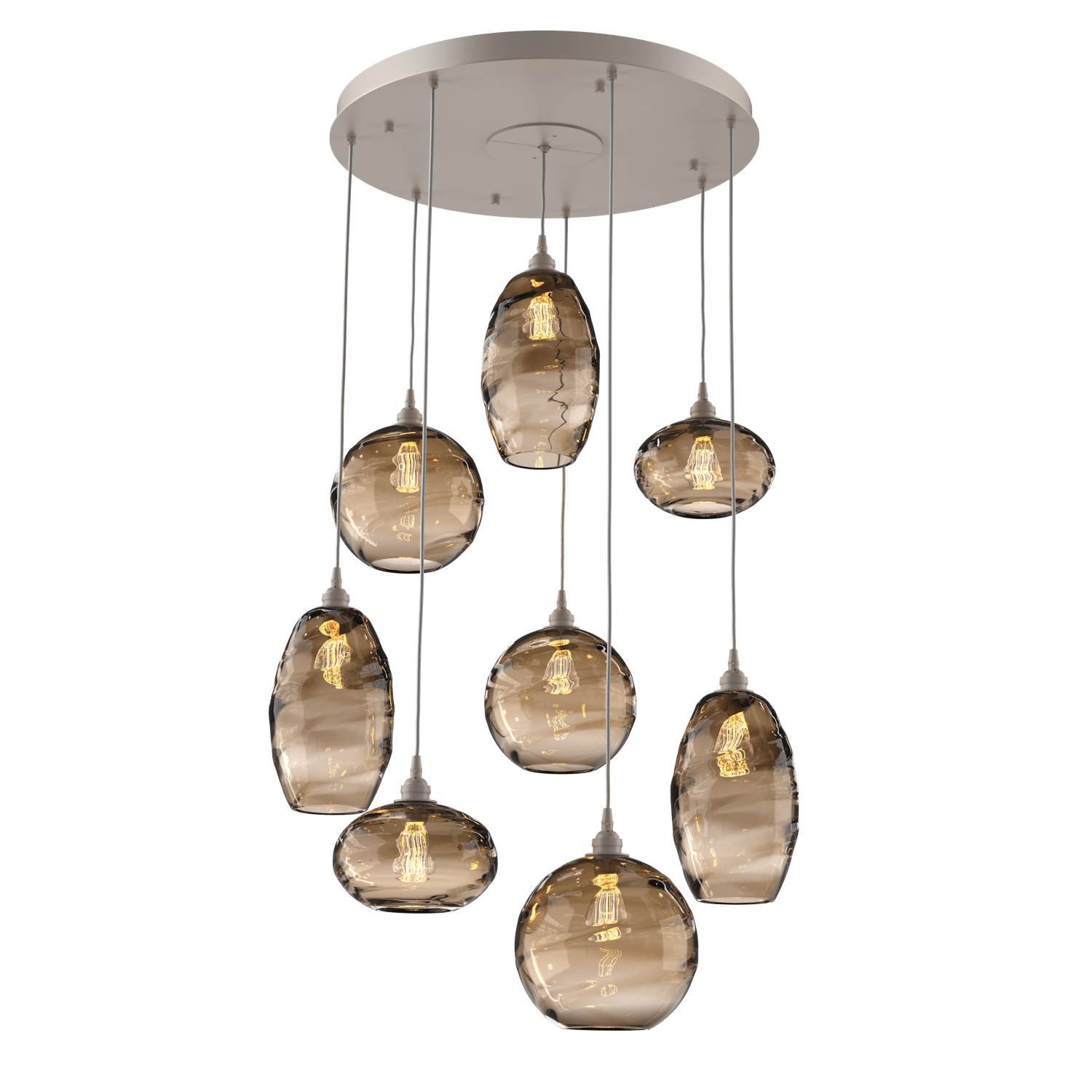 CHB0048-08-BS-OB-Hammerton-Studio-Optic-Blown-Glass-Misto-8-light-round-pendant-chandelier-with-metallic-beige-silver-finish-and-optic-bronze-blown-glass-shades-and-incandescent-lamping