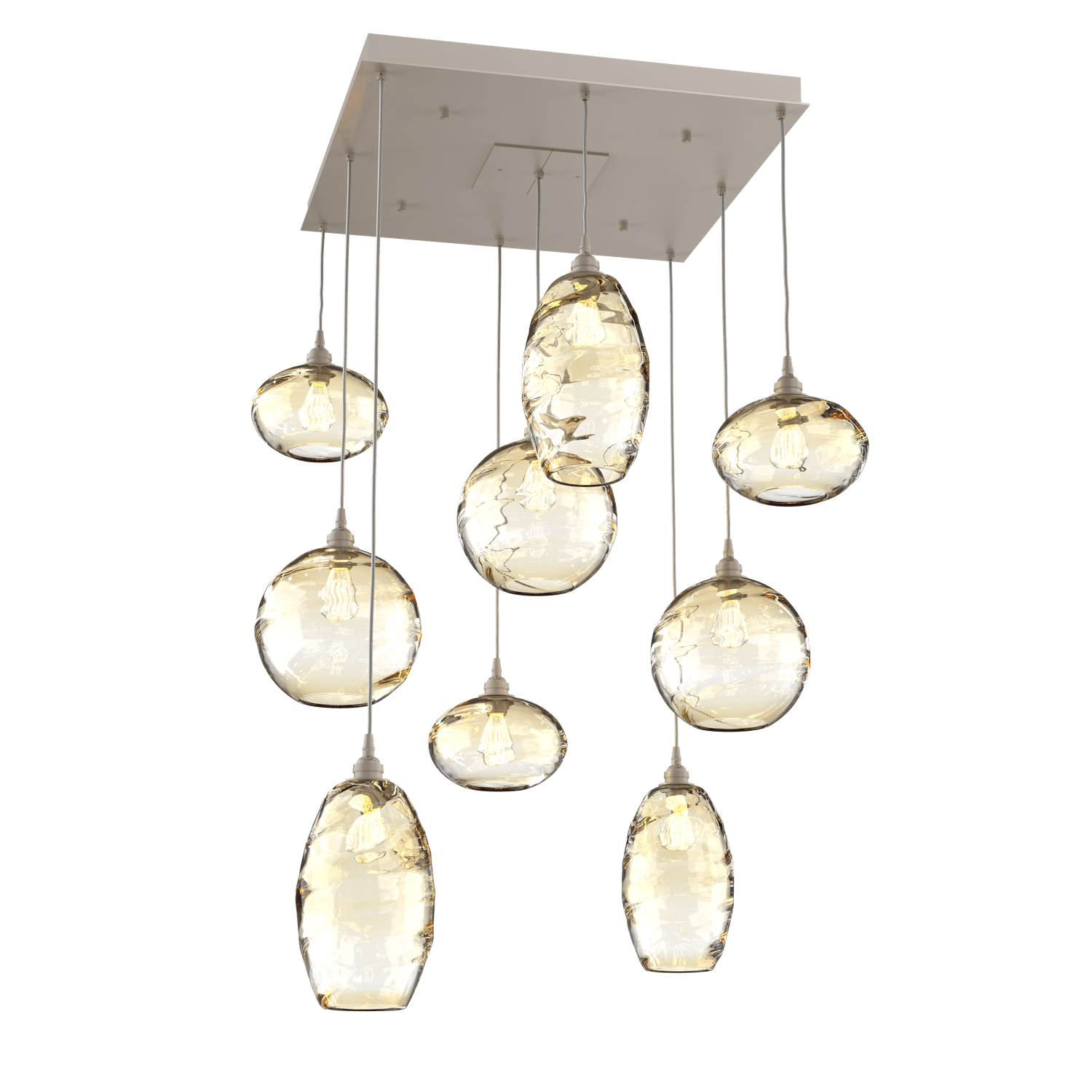 CHB0048-09-BS-OA-Hammerton-Studio-Optic-Blown-Glass-Misto-9-light-square-pendant-chandelier-with-metallic-beige-silver-finish-and-optic-amber-blown-glass-shades-and-incandescent-lamping