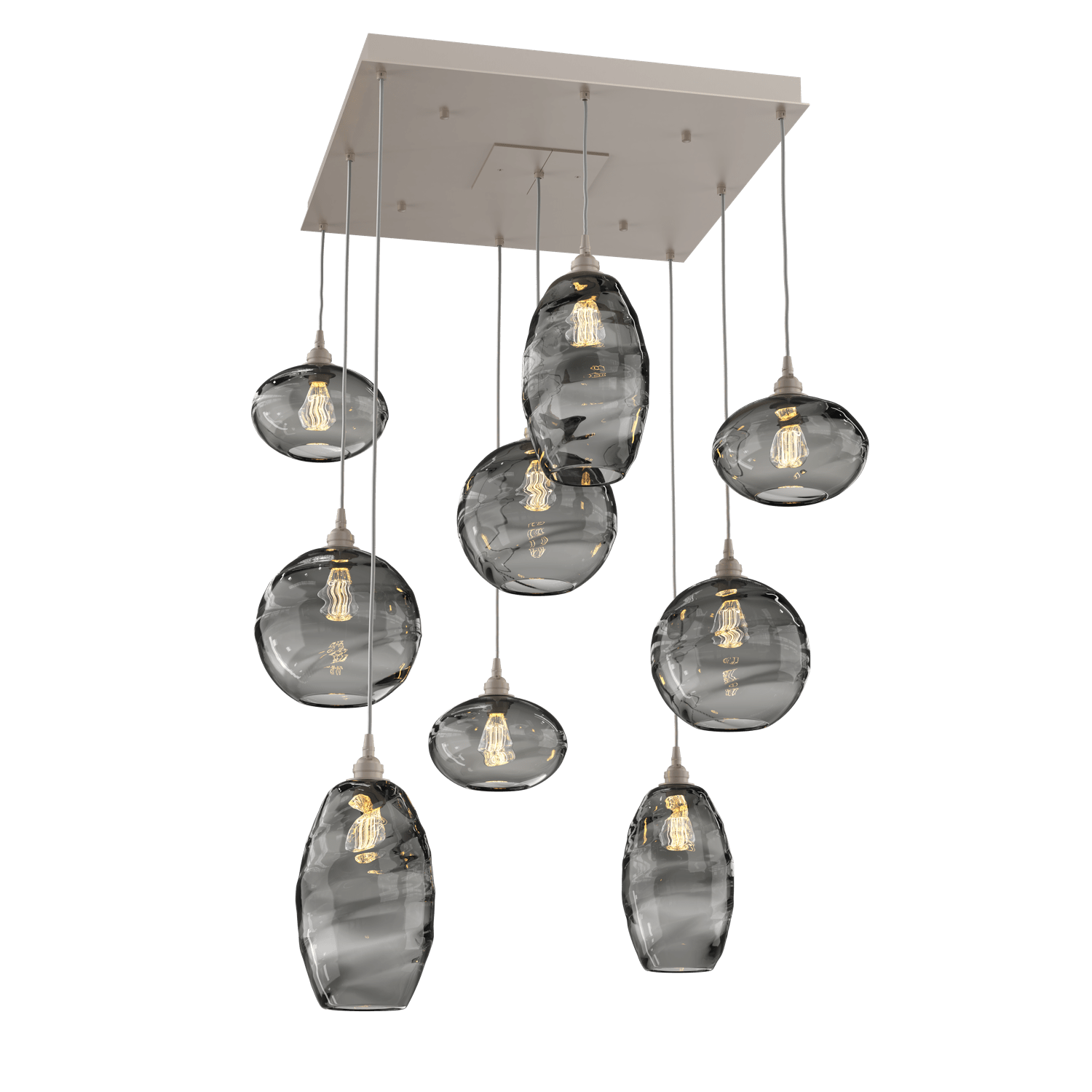CHB0048-09-BS-OS-Hammerton-Studio-Optic-Blown-Glass-Misto-9-light-square-pendant-chandelier-with-metallic-beige-silver-finish-and-optic-smoke-blown-glass-shades-and-incandescent-lamping