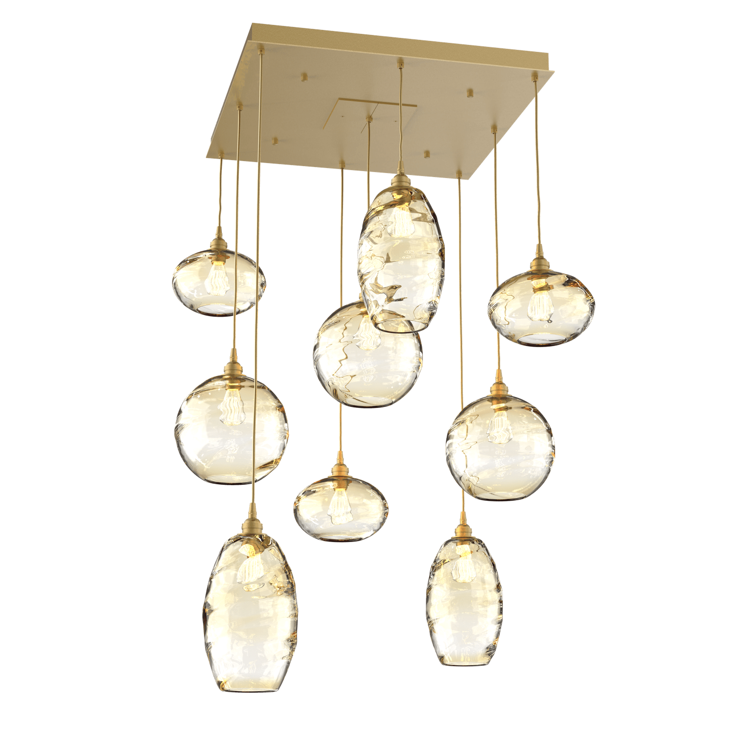 CHB0048-09-GB-OA-Hammerton-Studio-Optic-Blown-Glass-Misto-9-light-square-pendant-chandelier-with-gilded-brass-finish-and-optic-amber-blown-glass-shades-and-incandescent-lamping