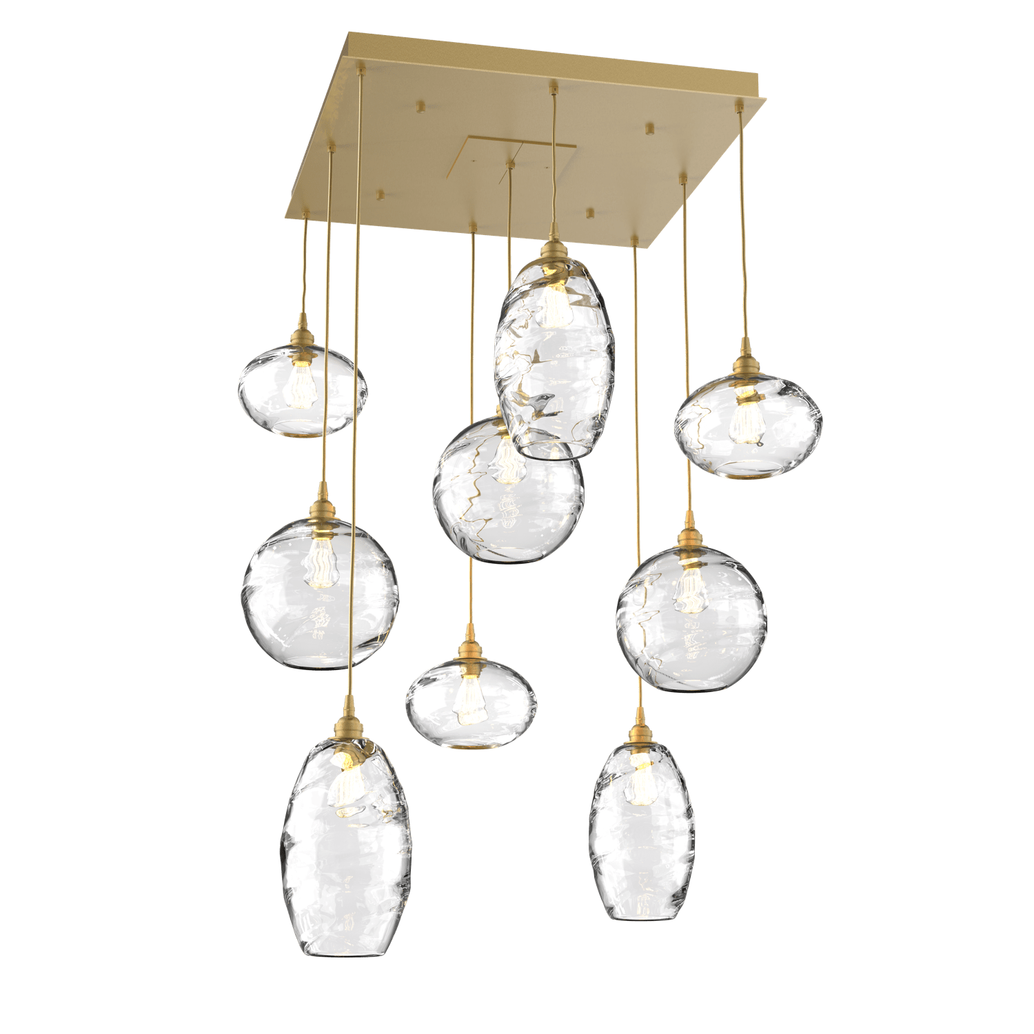 CHB0048-09-GB-OC-Hammerton-Studio-Optic-Blown-Glass-Misto-9-light-square-pendant-chandelier-with-gilded-brass-finish-and-optic-clear-blown-glass-shades-and-incandescent-lamping
