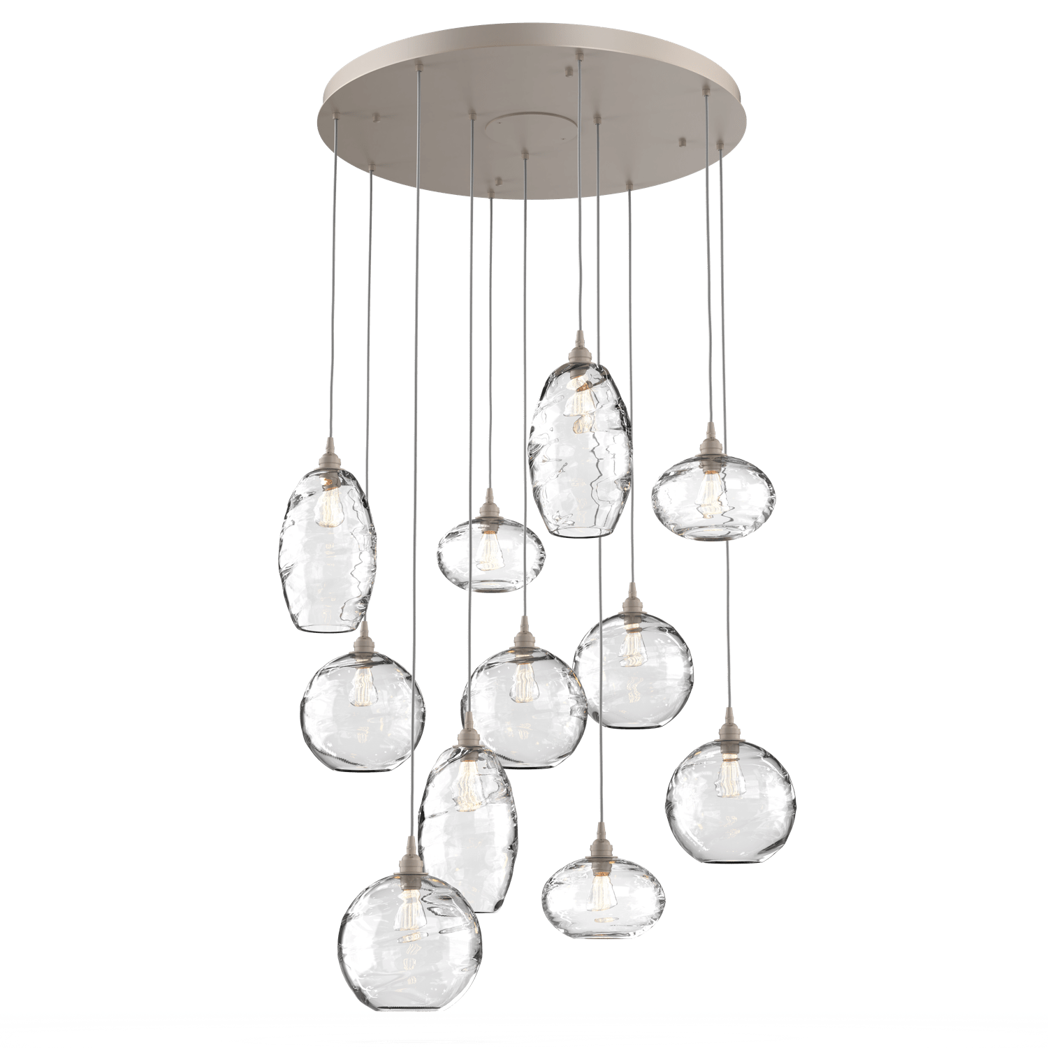 CHB0048-11-BS-OC-Hammerton-Studio-Optic-Blown-Glass-Misto-11-light-round-pendant-chandelier-with-metallic-beige-silver-finish-and-optic-clear-blown-glass-shades-and-incandescent-lamping