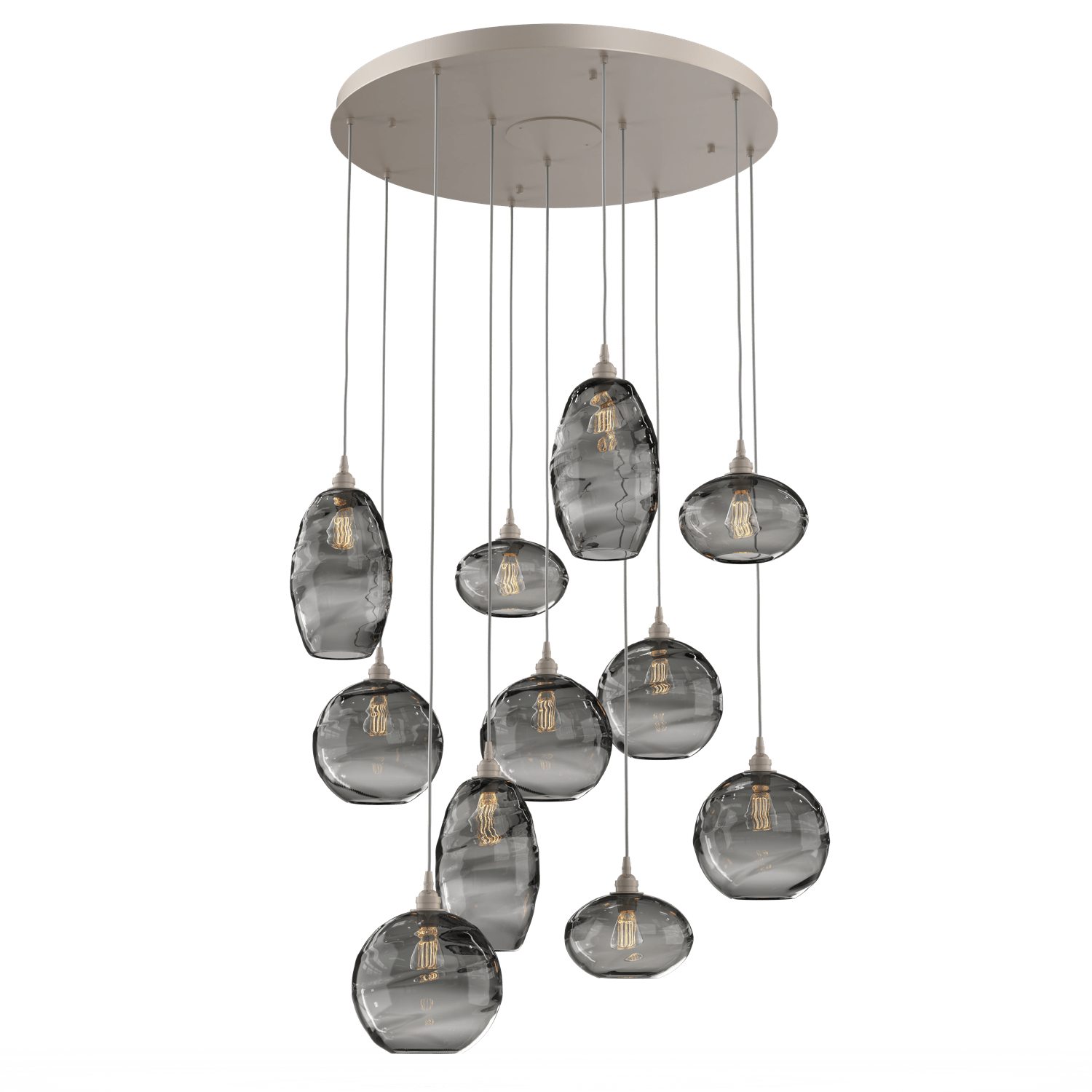 CHB0048-11-BS-OS-Hammerton-Studio-Optic-Blown-Glass-Misto-11-light-round-pendant-chandelier-with-metallic-beige-silver-finish-and-optic-smoke-blown-glass-shades-and-incandescent-lamping