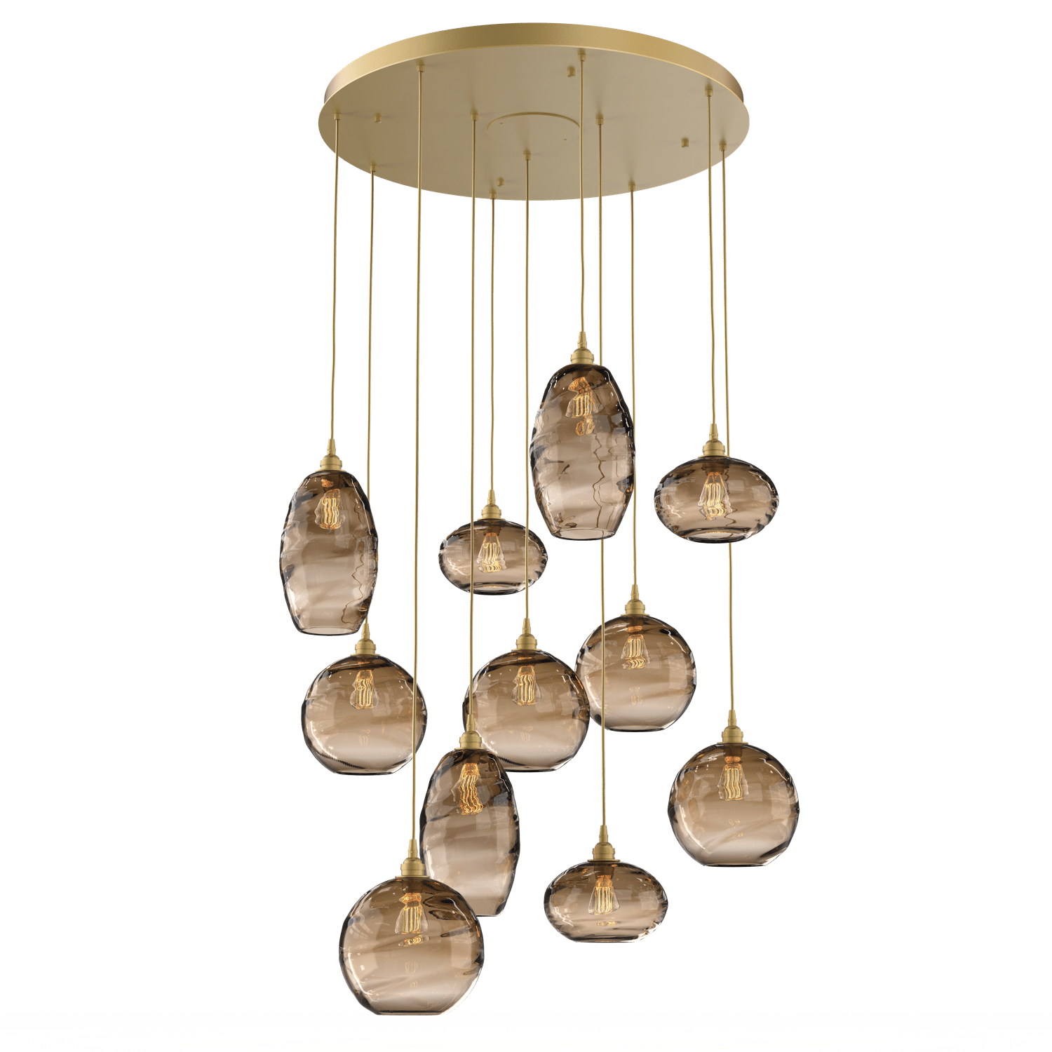 CHB0048-11-GB-OB-Hammerton-Studio-Optic-Blown-Glass-Misto-11-light-round-pendant-chandelier-with-gilded-brass-finish-and-optic-bronze-blown-glass-shades-and-incandescent-lamping
