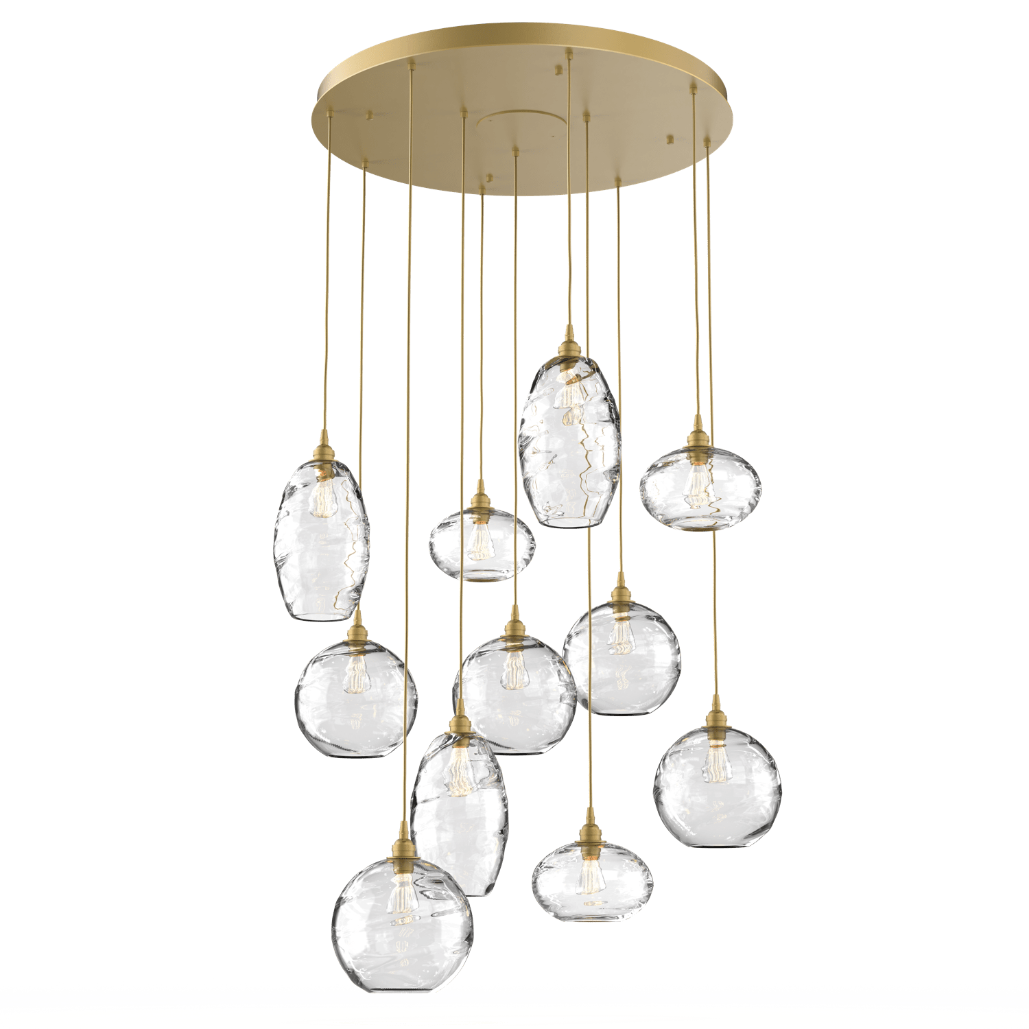 CHB0048-11-GB-OC-Hammerton-Studio-Optic-Blown-Glass-Misto-11-light-round-pendant-chandelier-with-gilded-brass-finish-and-optic-clear-blown-glass-shades-and-incandescent-lamping