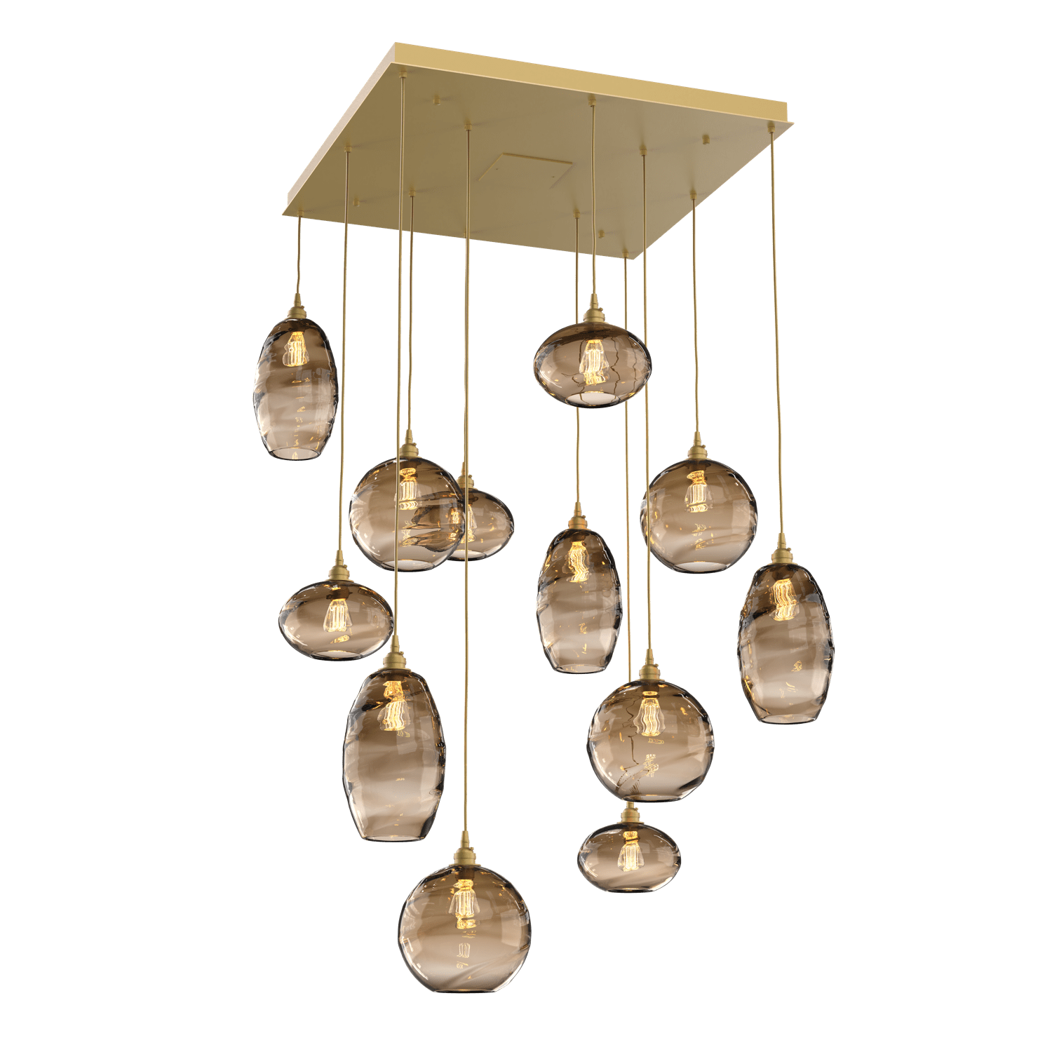 CHB0048-12-GB-OB-Hammerton-Studio-Optic-Blown-Glass-Misto-12-light-square-pendant-chandelier-with-gilded-brass-finish-and-optic-bronze-blown-glass-shades-and-incandescent-lamping