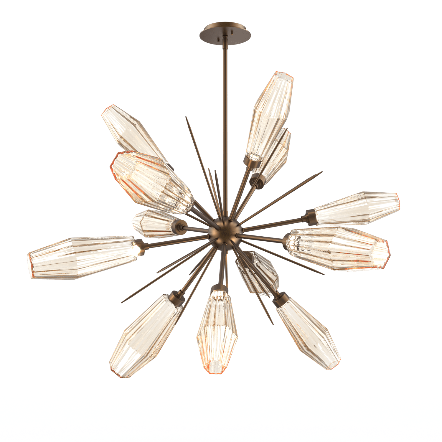 CHB0049-0A-FB-RA-Hammerton-Studio-Aalto-38-inch-starburst-chandelier-with-flat-bronze-finish-and-optic-ribbed-amber-glass-shades-and-LED-lamping