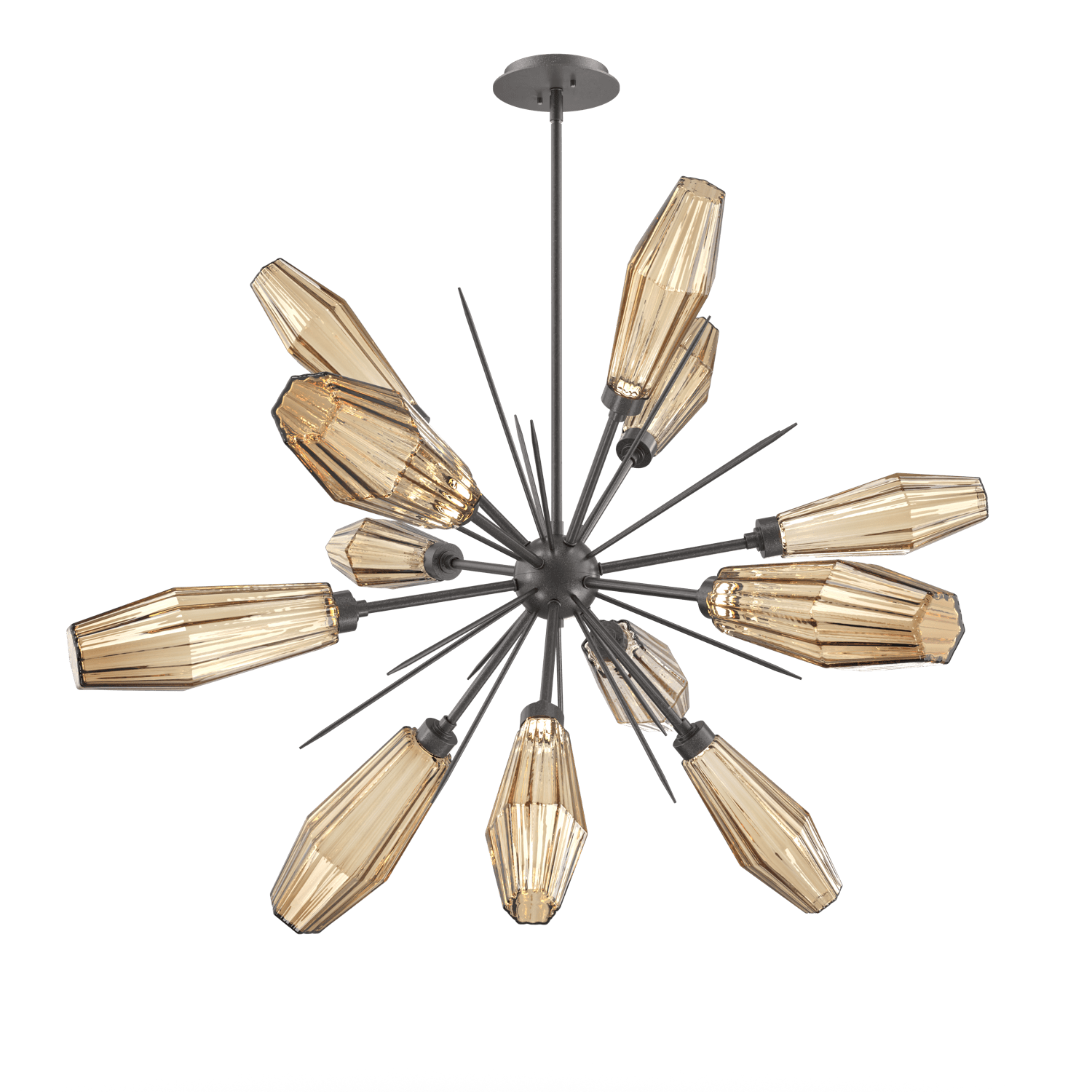 CHB0049-0A-GP-RB-Hammerton-Studio-Aalto-38-inch-starburst-chandelier-with-graphite-finish-and-optic-ribbed-bronze-glass-shades-and-LED-lamping