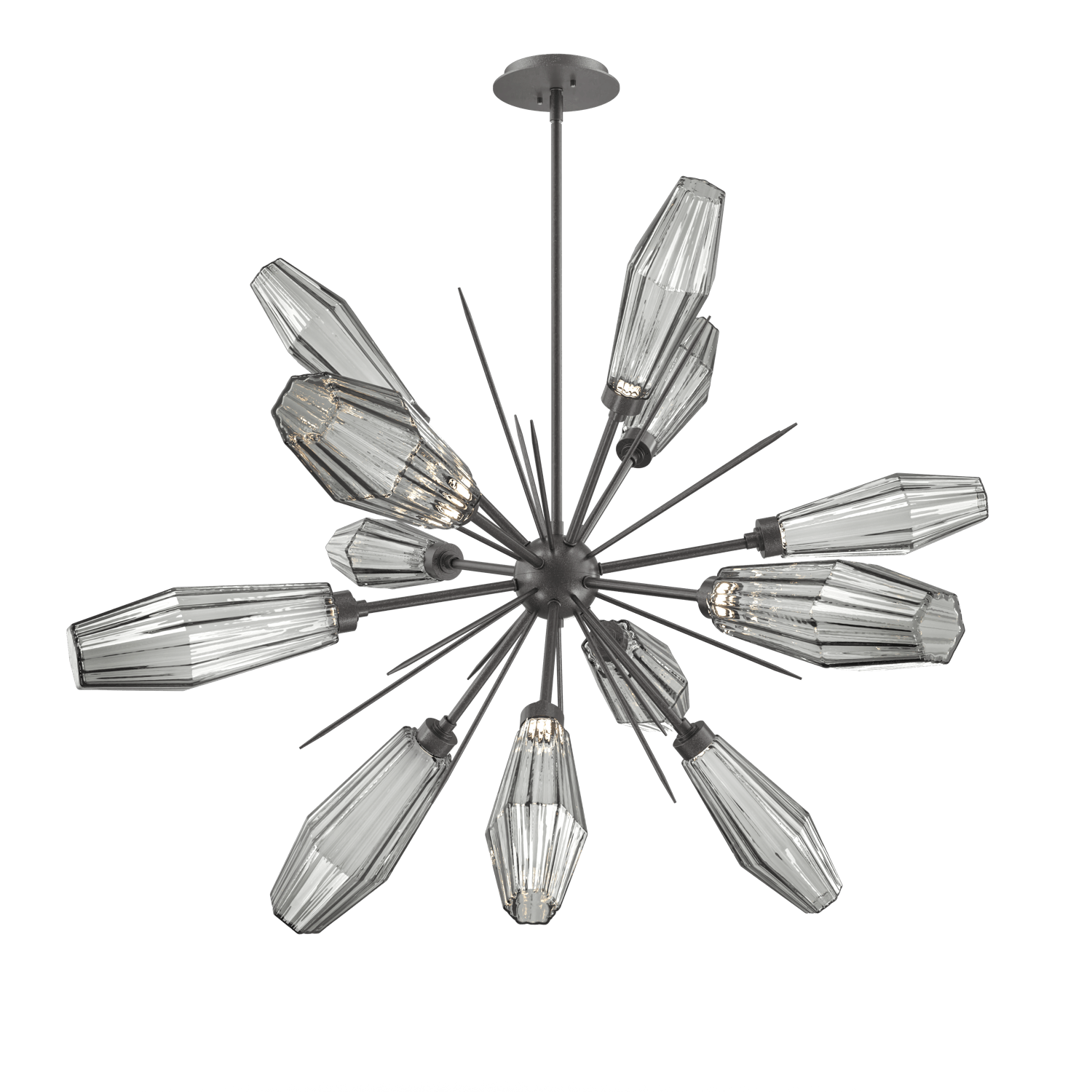 CHB0049-0A-GP-RS-Hammerton-Studio-Aalto-38-inch-starburst-chandelier-with-graphite-finish-and-optic-ribbed-smoke-glass-shades-and-LED-lamping