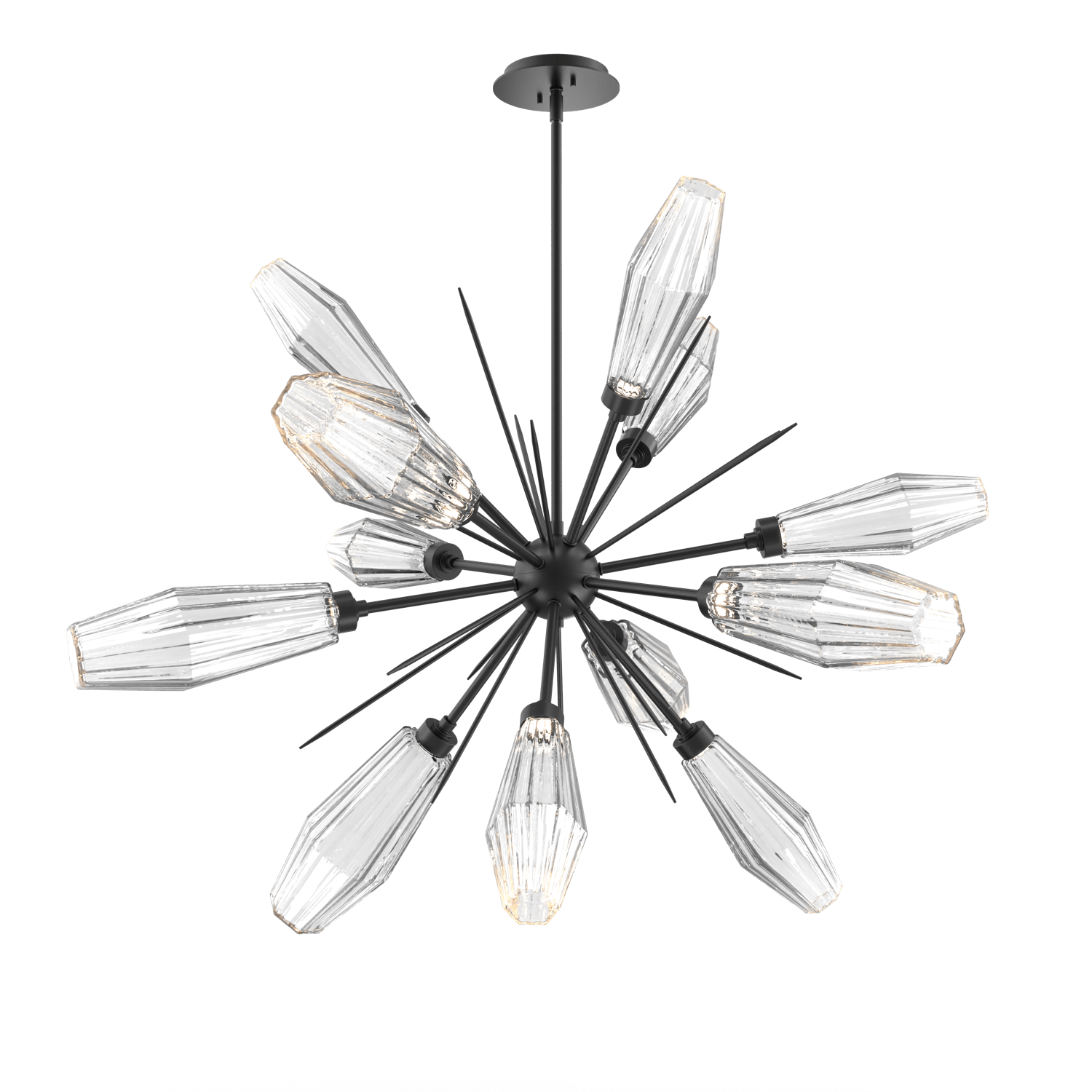 CHB0049-0A-MB-RC-Hammerton-Studio-Aalto-38-inch-starburst-chandelier-with-matte-black-finish-and-optic-ribbed-clear-glass-shades-and-LED-lamping