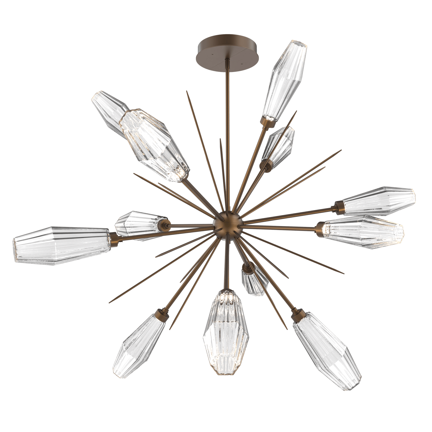 CHB0049-0B-FB-RC-Hammerton-Studio-Aalto-49-inch-starburst-chandelier-with-flat-bronze-finish-and-optic-ribbed-clear-glass-shades-and-LED-lamping