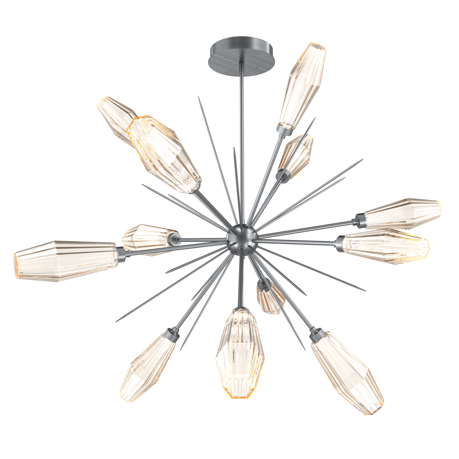 CHB0049-0B-GM-RA-Hammerton-Studio-Aalto-49-inch-starburst-chandelier-with-gunmetal-finish-and-optic-ribbed-amber-glass-shades-and-LED-lamping