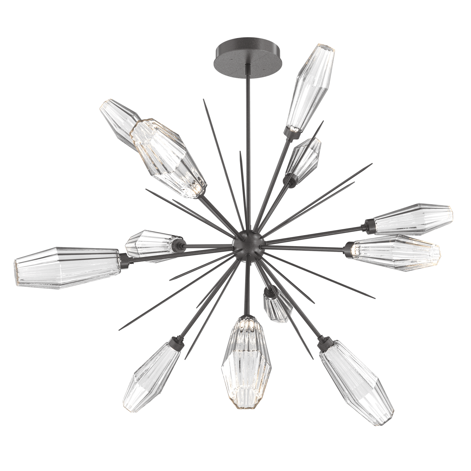 CHB0049-0B-GP-RC-Hammerton-Studio-Aalto-49-inch-starburst-chandelier-with-graphite-finish-and-optic-ribbed-clear-glass-shades-and-LED-lamping