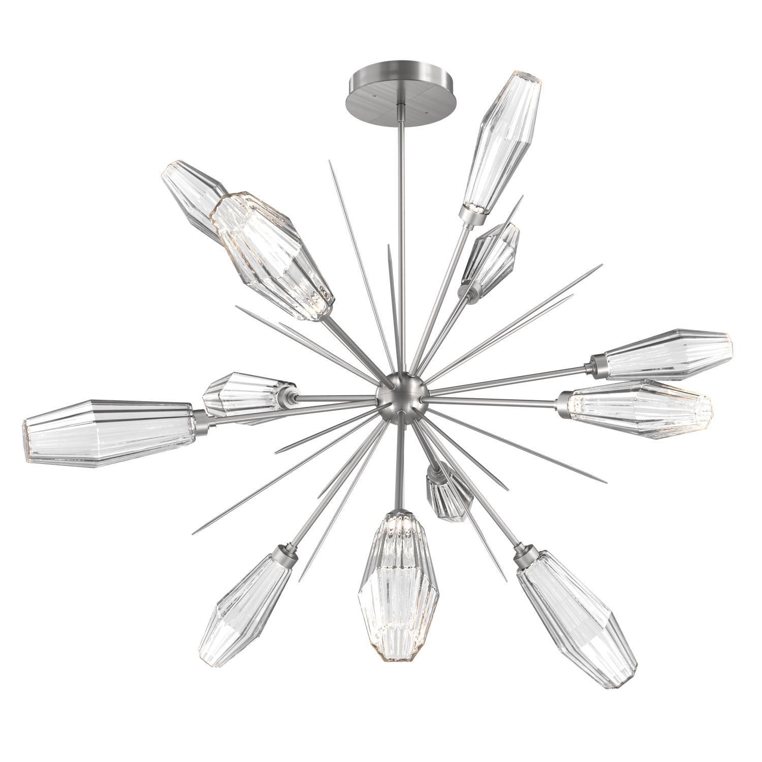 CHB0049-0B-SN-RC-Hammerton-Studio-Aalto-49-inch-starburst-chandelier-with-satin-nickel-finish-and-optic-ribbed-clear-glass-shades-and-LED-lamping