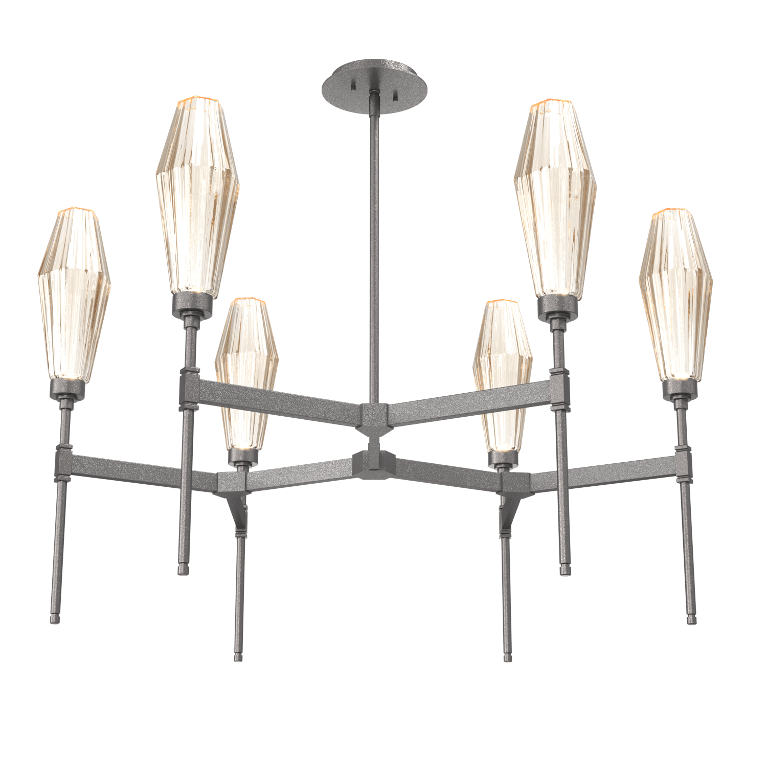 CHB0049-37-GP-RA-Hammerton-Studio-Aalto-37-inch-round-belvedere-chandelier-with-graphite-finish-and-optic-ribbed-amber-glass-shades-and-LED-lamping