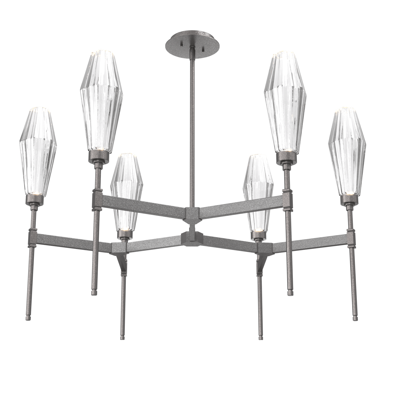 CHB0049-37-GP-RC-Hammerton-Studio-Aalto-37-inch-round-belvedere-chandelier-with-graphite-finish-and-optic-ribbed-clear-glass-shades-and-LED-lamping