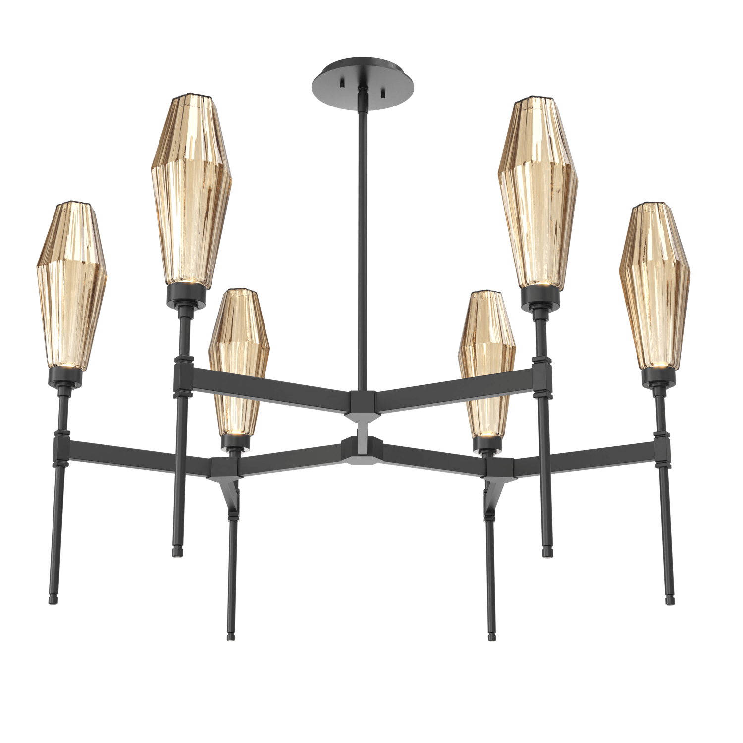 CHB0049-37-MB-RB-Hammerton-Studio-Aalto-37-inch-round-belvedere-chandelier-with-matte-black-finish-and-optic-ribbed-bronze-glass-shades-and-LED-lamping