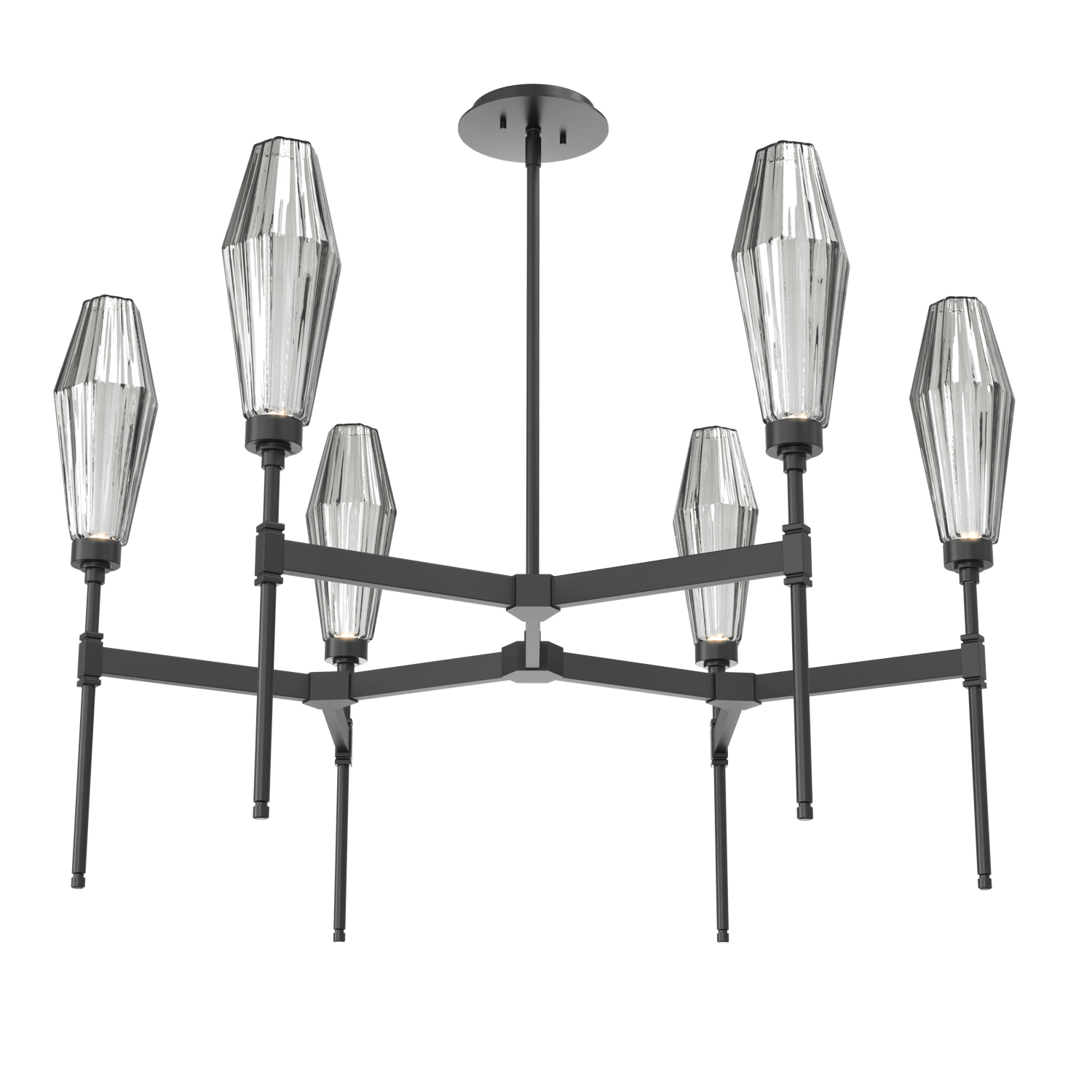 CHB0049-37-MB-RS-Hammerton-Studio-Aalto-37-inch-round-belvedere-chandelier-with-matte-black-finish-and-optic-ribbed-smoke-glass-shades-and-LED-lamping