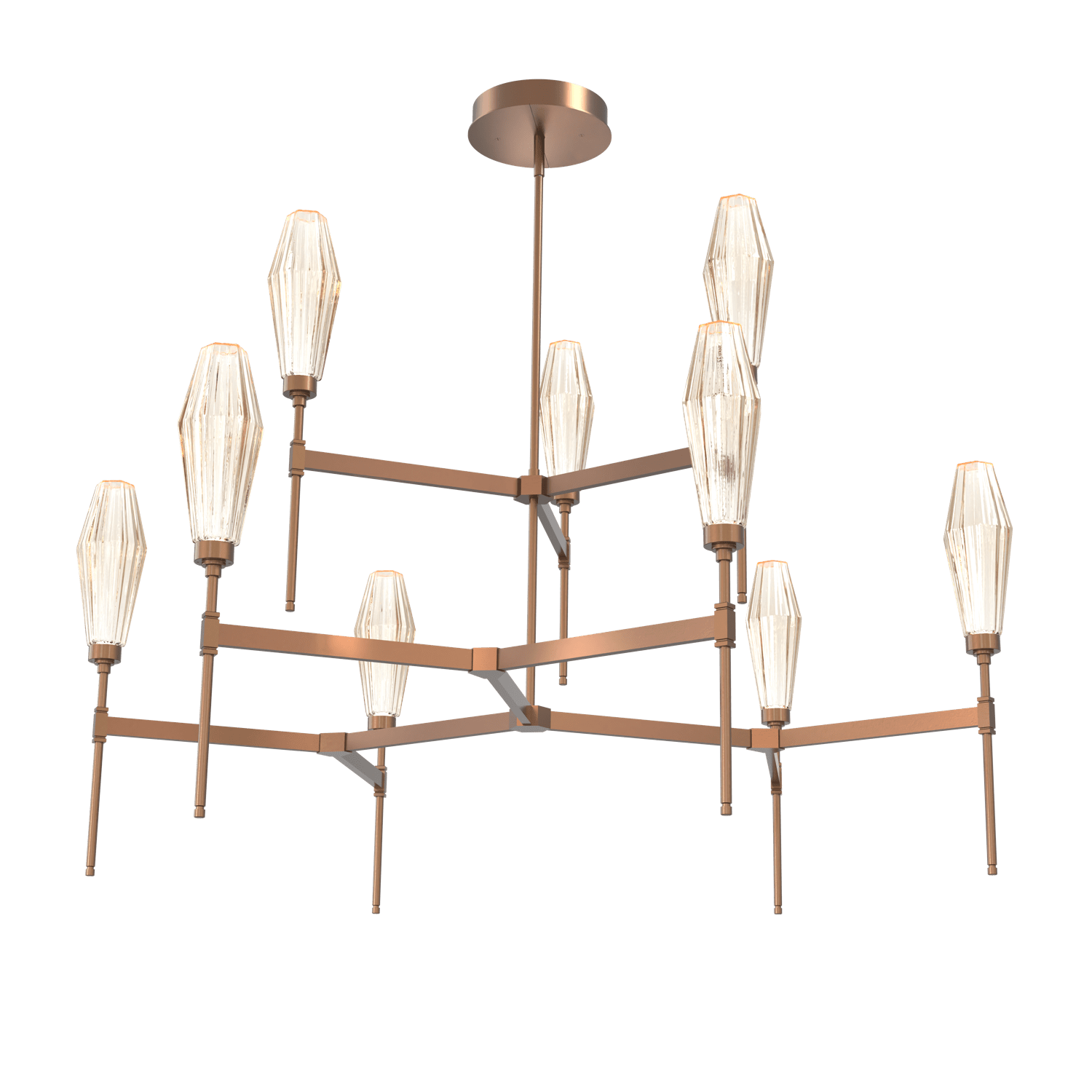 CHB0049-54-BB-RA-Hammerton-Studio-Aalto-54-inch-round-two-tier-belvedere-chandelier-with-burnished-bronze-finish-and-optic-ribbed-amber-glass-shades-and-LED-lamping