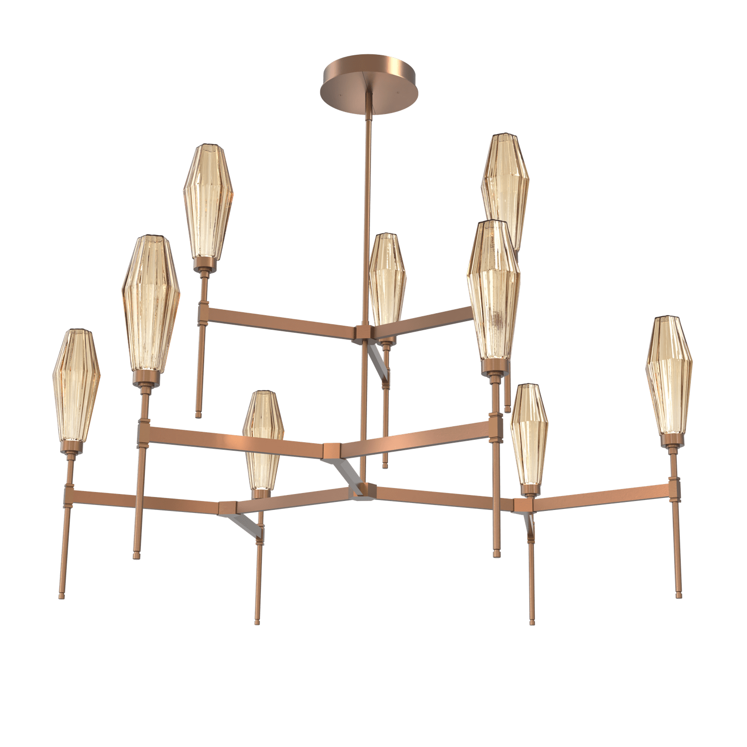CHB0049-54-BB-RB-Hammerton-Studio-Aalto-54-inch-round-two-tier-belvedere-chandelier-with-burnished-bronze-finish-and-optic-ribbed-bronze-glass-shades-and-LED-lamping