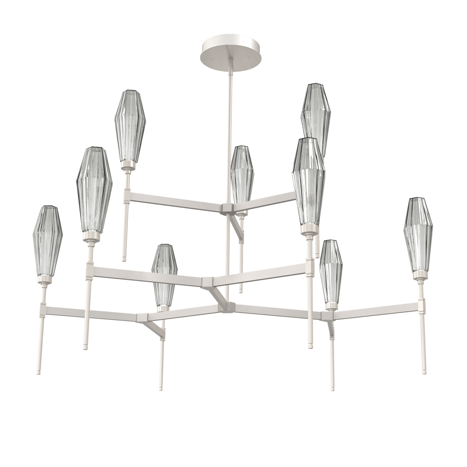 CHB0049-54-BS-RS-Hammerton-Studio-Aalto-54-inch-round-two-tier-belvedere-chandelier-with-metallic-beige-silver-finish-and-optic-ribbed-smoke-glass-shades-and-LED-lamping