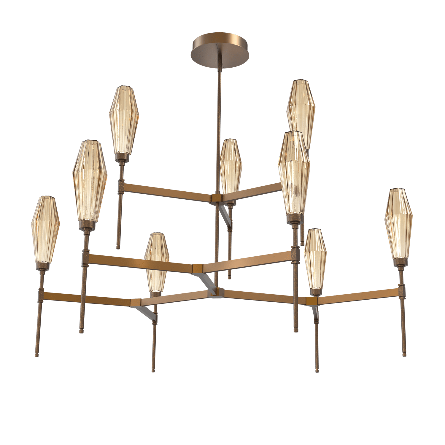 CHB0049-54-FB-RB-Hammerton-Studio-Aalto-54-inch-round-two-tier-belvedere-chandelier-with-flat-bronze-finish-and-optic-ribbed-bronze-glass-shades-and-LED-lamping