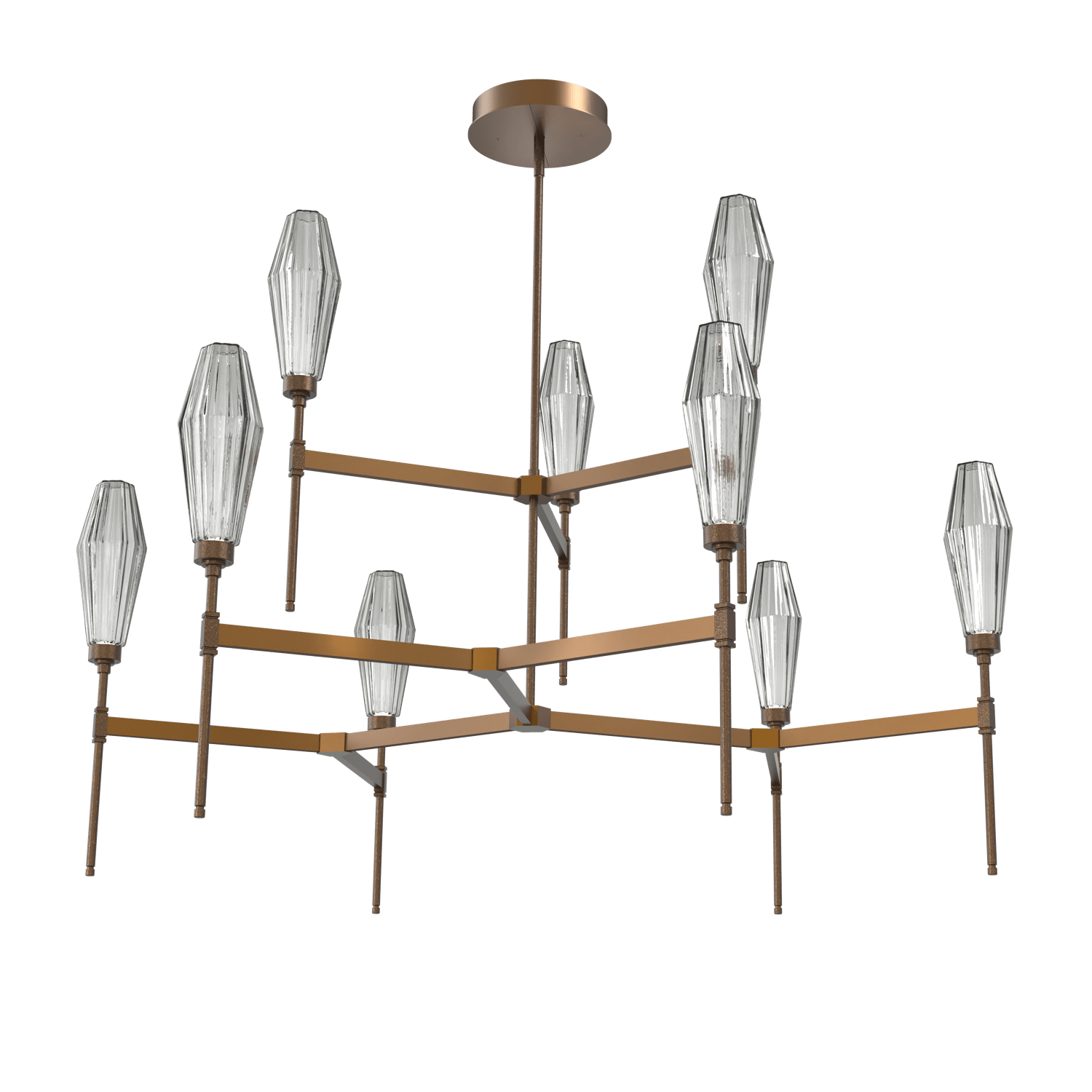 CHB0049-54-FB-RS-Hammerton-Studio-Aalto-54-inch-round-two-tier-belvedere-chandelier-with-flat-bronze-finish-and-optic-ribbed-smoke-glass-shades-and-LED-lamping