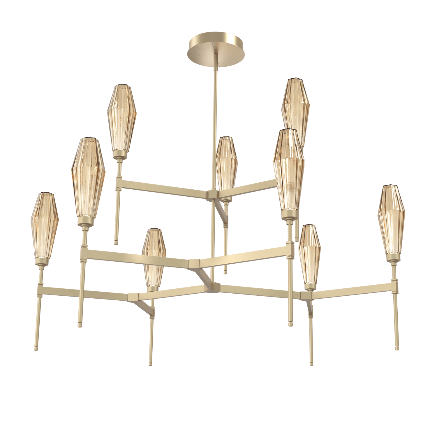 CHB0049-54-GB-RB-Hammerton-Studio-Aalto-54-inch-round-two-tier-belvedere-chandelier-with-gilded-brass-finish-and-optic-ribbed-bronze-glass-shades-and-LED-lamping