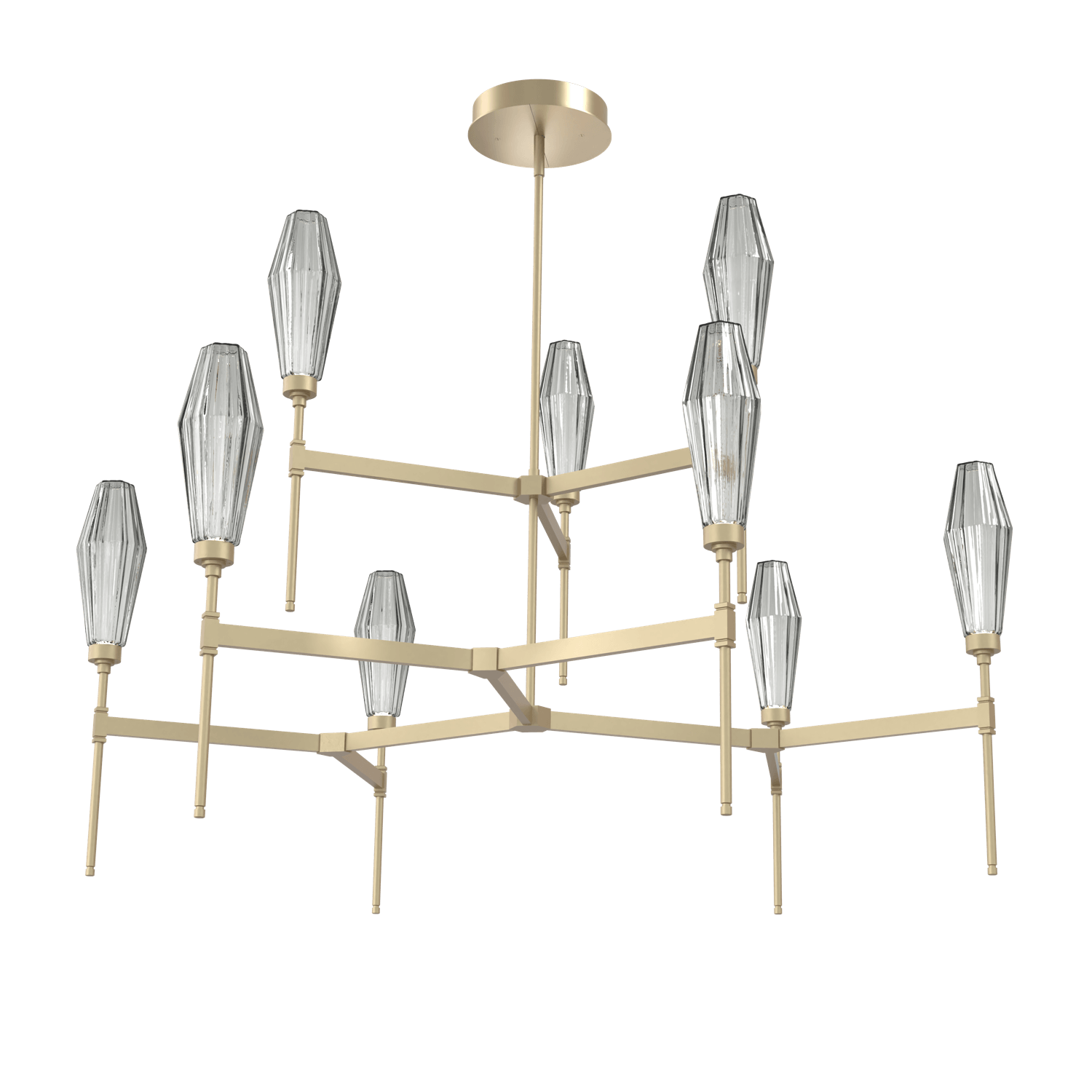 CHB0049-54-GB-RS-Hammerton-Studio-Aalto-54-inch-round-two-tier-belvedere-chandelier-with-gilded-brass-finish-and-optic-ribbed-smoke-glass-shades-and-LED-lamping