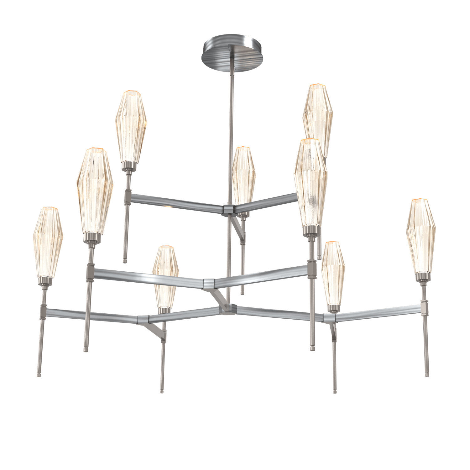 CHB0049-54-GM-RA-Hammerton-Studio-Aalto-54-inch-round-two-tier-belvedere-chandelier-with-gunmetal-finish-and-optic-ribbed-amber-glass-shades-and-LED-lamping