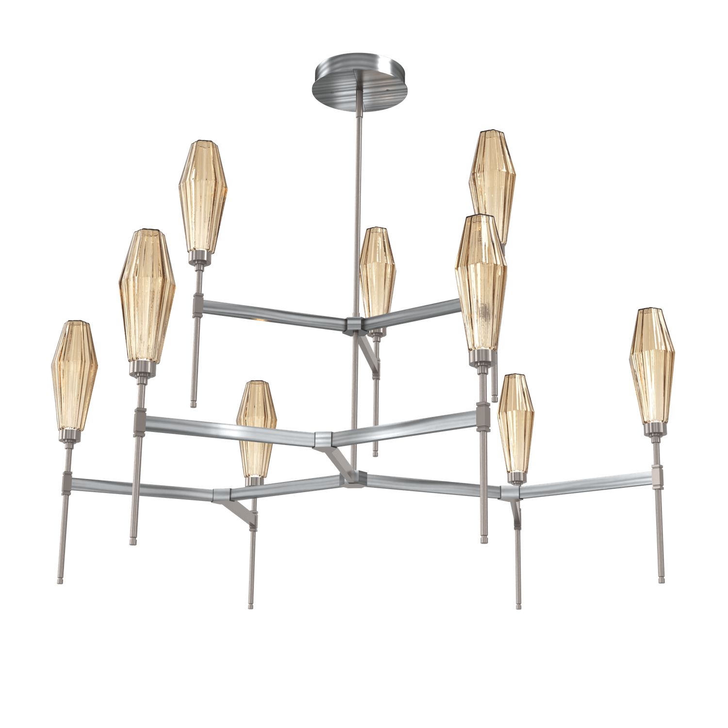 CHB0049-54-GM-RB-Hammerton-Studio-Aalto-54-inch-round-two-tier-belvedere-chandelier-with-gunmetal-finish-and-optic-ribbed-bronze-glass-shades-and-LED-lamping