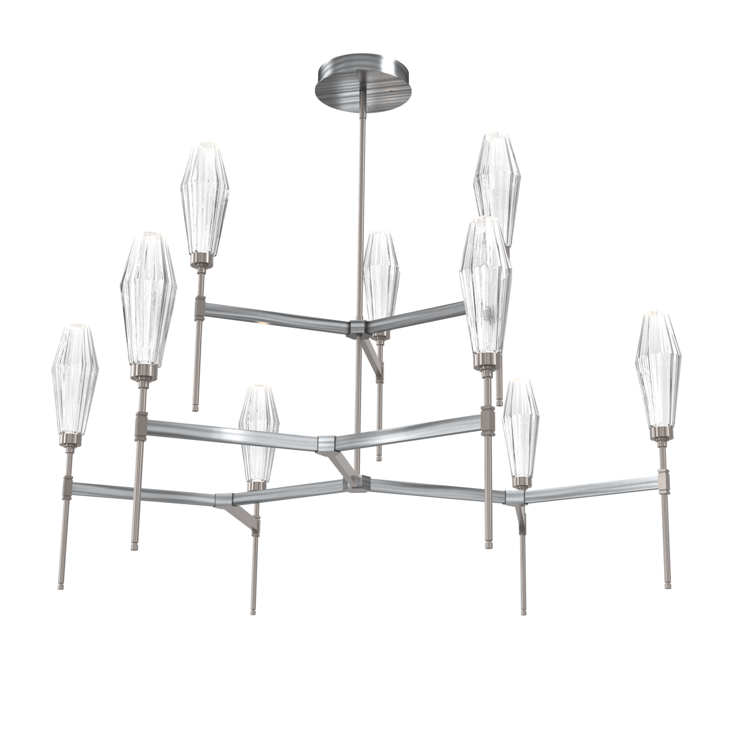 CHB0049-54-GM-RC-Hammerton-Studio-Aalto-54-inch-round-two-tier-belvedere-chandelier-with-gunmetal-finish-and-optic-ribbed-clear-glass-shades-and-LED-lamping