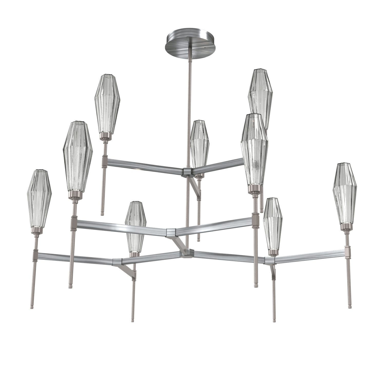 CHB0049-54-GM-RS-Hammerton-Studio-Aalto-54-inch-round-two-tier-belvedere-chandelier-with-gunmetal-finish-and-optic-ribbed-smoke-glass-shades-and-LED-lamping