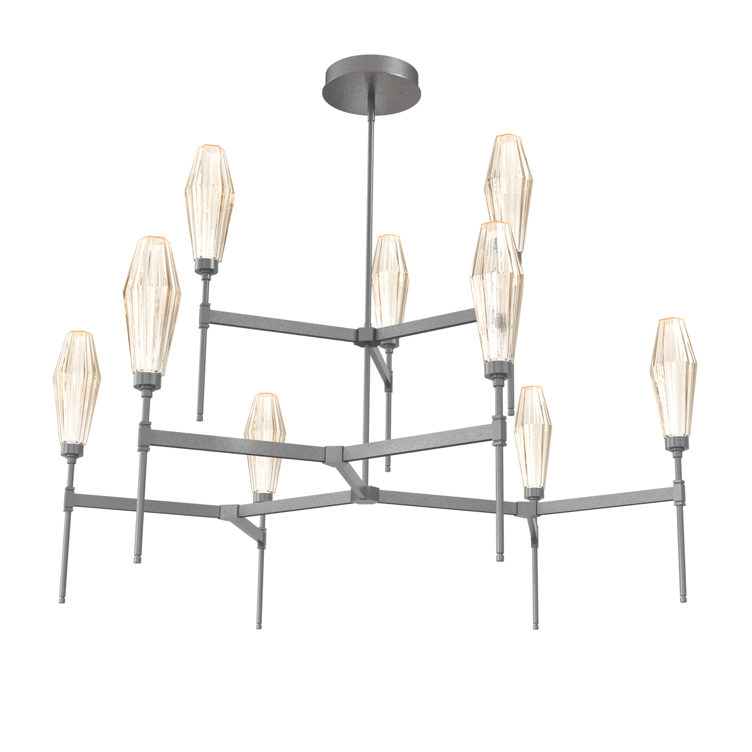 CHB0049-54-GP-RA-Hammerton-Studio-Aalto-54-inch-round-two-tier-belvedere-chandelier-with-graphite-finish-and-optic-ribbed-amber-glass-shades-and-LED-lamping