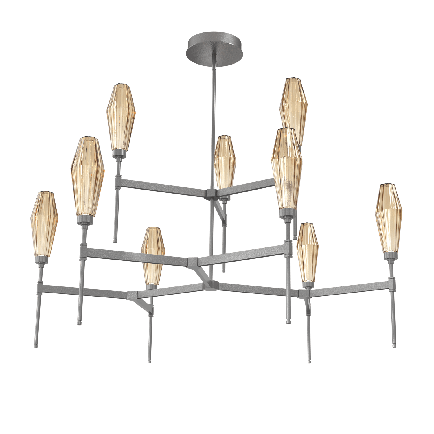 CHB0049-54-GP-RB-Hammerton-Studio-Aalto-54-inch-round-two-tier-belvedere-chandelier-with-graphite-finish-and-optic-ribbed-bronze-glass-shades-and-LED-lamping